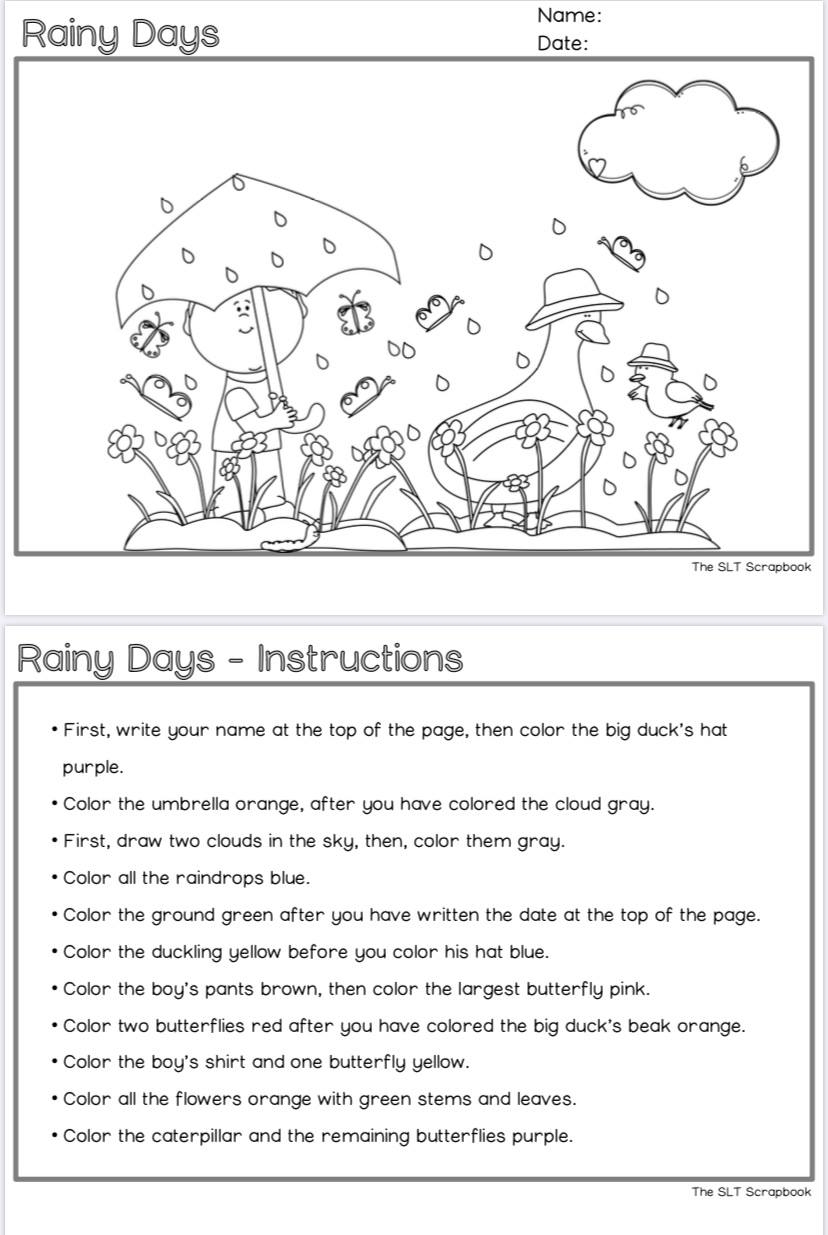 SPRING Themed Following Directions Worksheets Library
