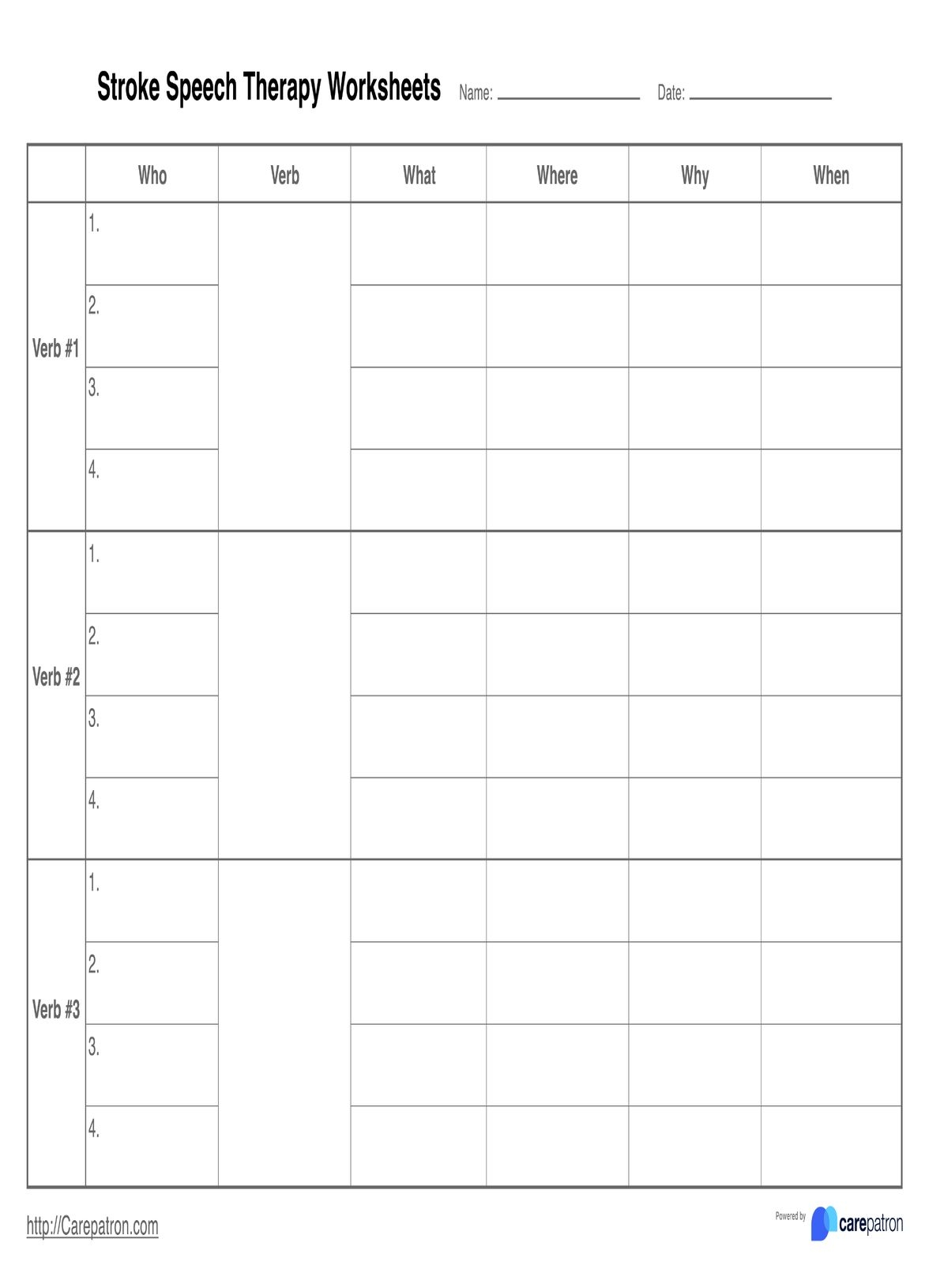 Stroke Speech Therapy Worksheet Example Free PDF Download