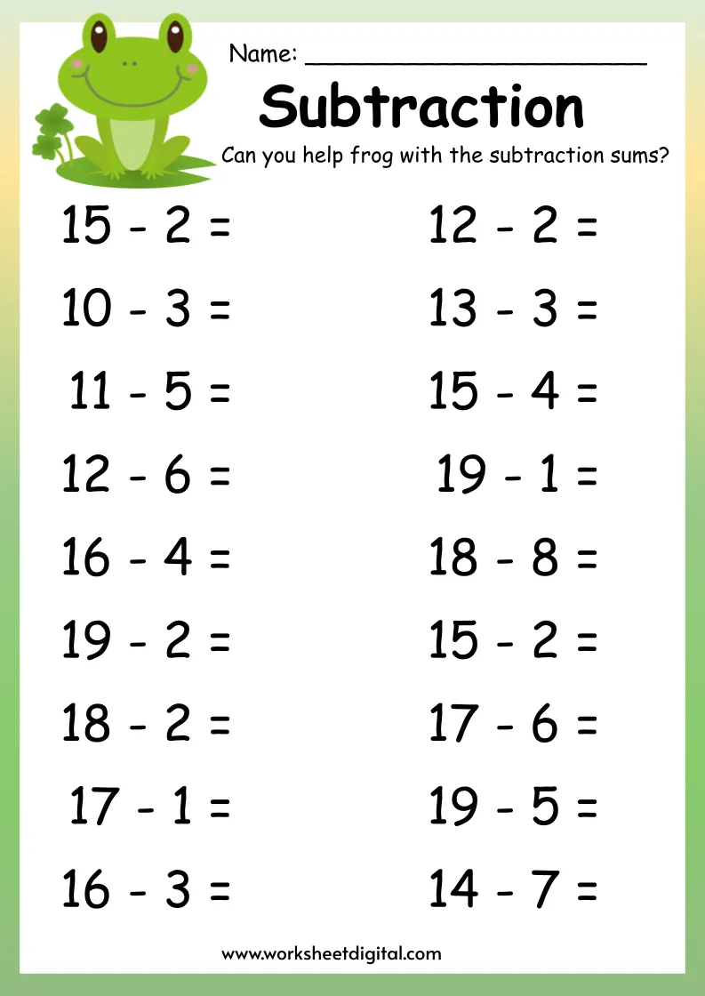 Subtraction Worksheets Fun Learning Activities 