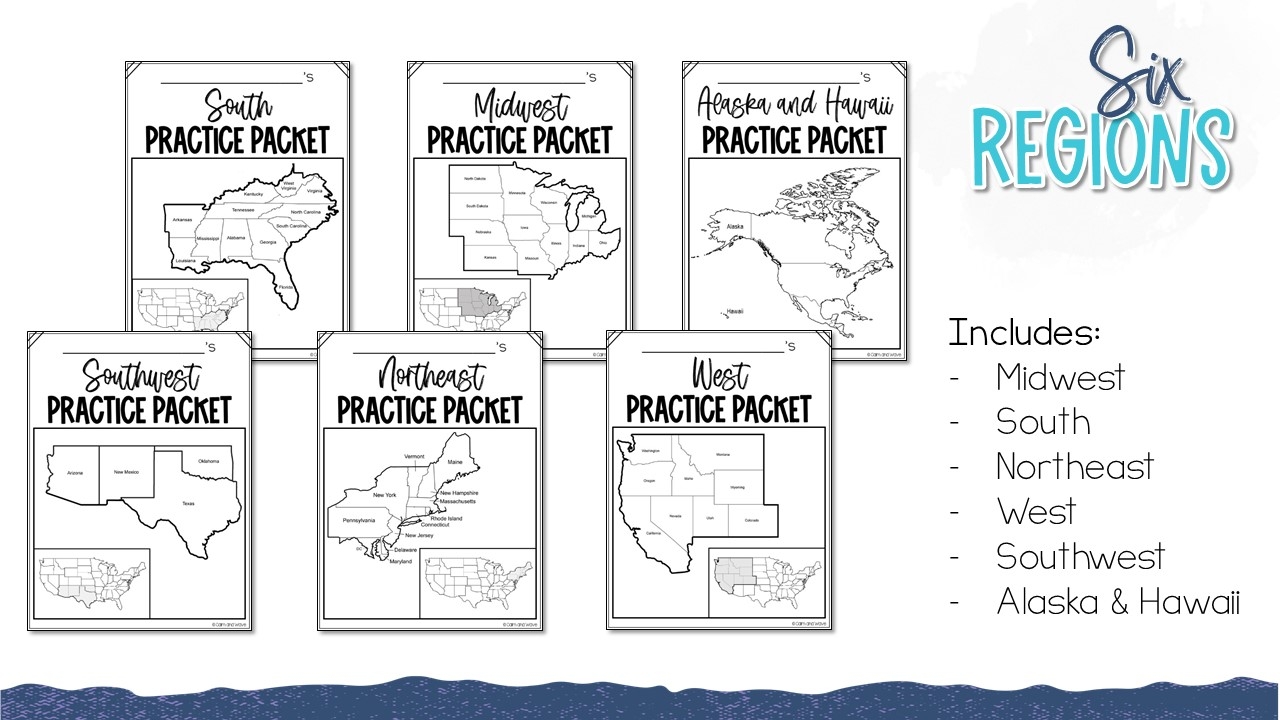 United States Regions Worksheet Printables Calm Wave