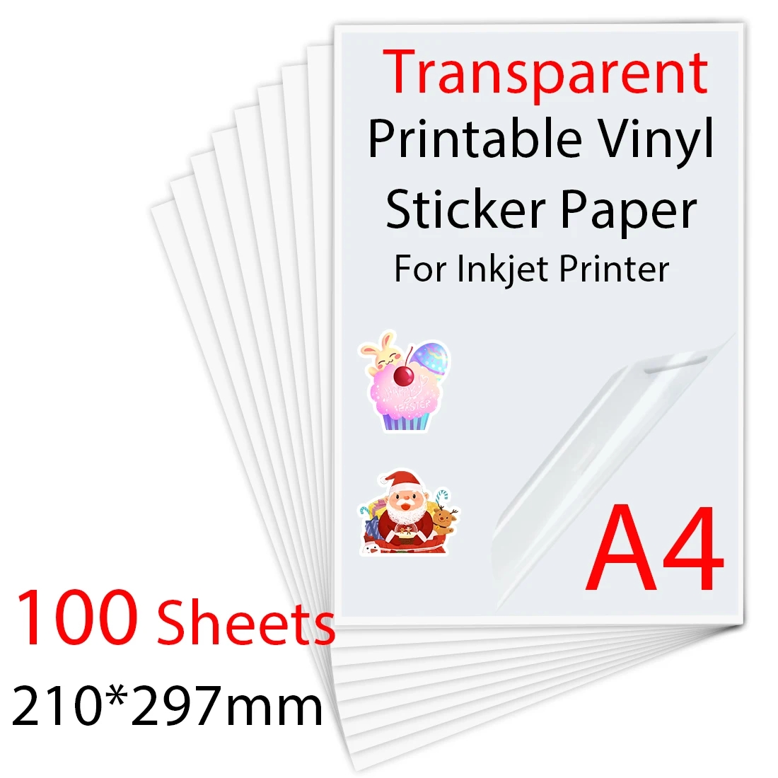 10 30 50 100Sheets A4 Transparent Printable Vinyl Sticker Paper Waterproof Self Adhesive Paper For For Inkjet Printer DIY Label AliExpress