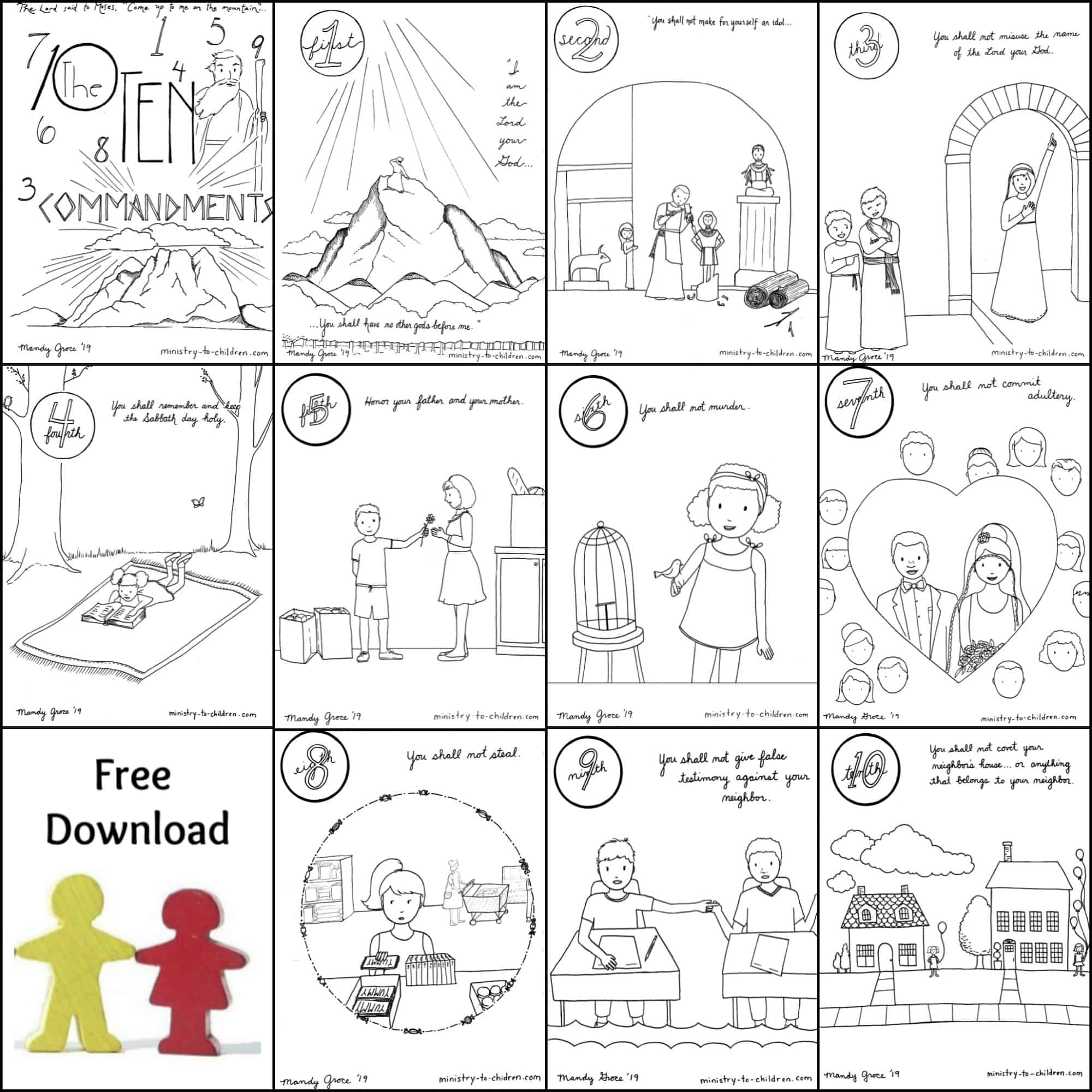 10 commandments coloring book free printable pdf pages for kids