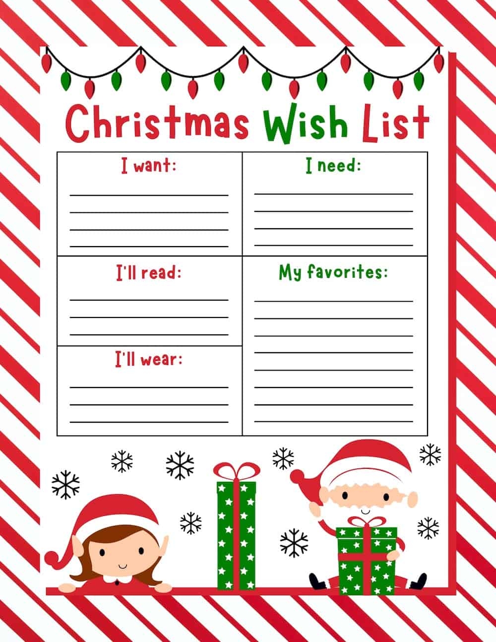 Christmas List Paper Printable