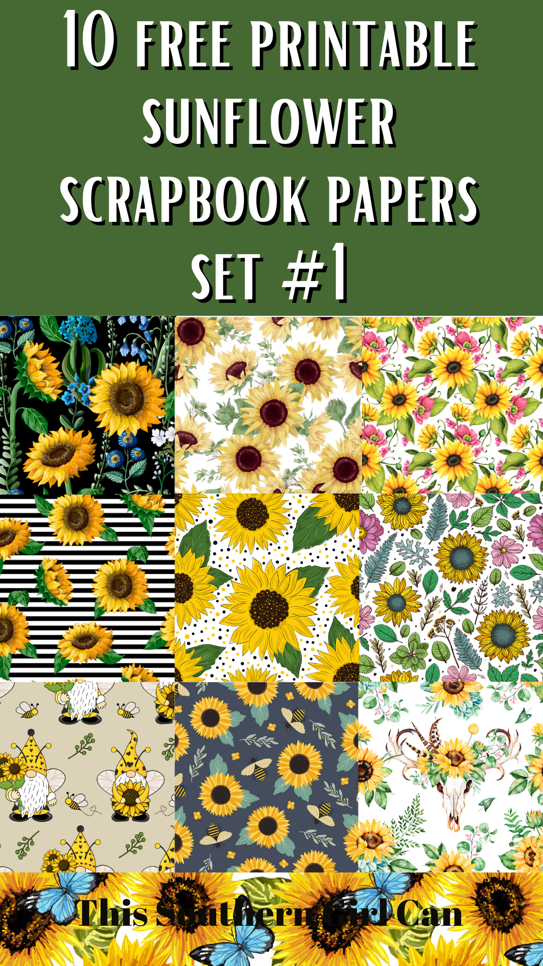 10 Free Printable Sunflower Scrapbook Papers