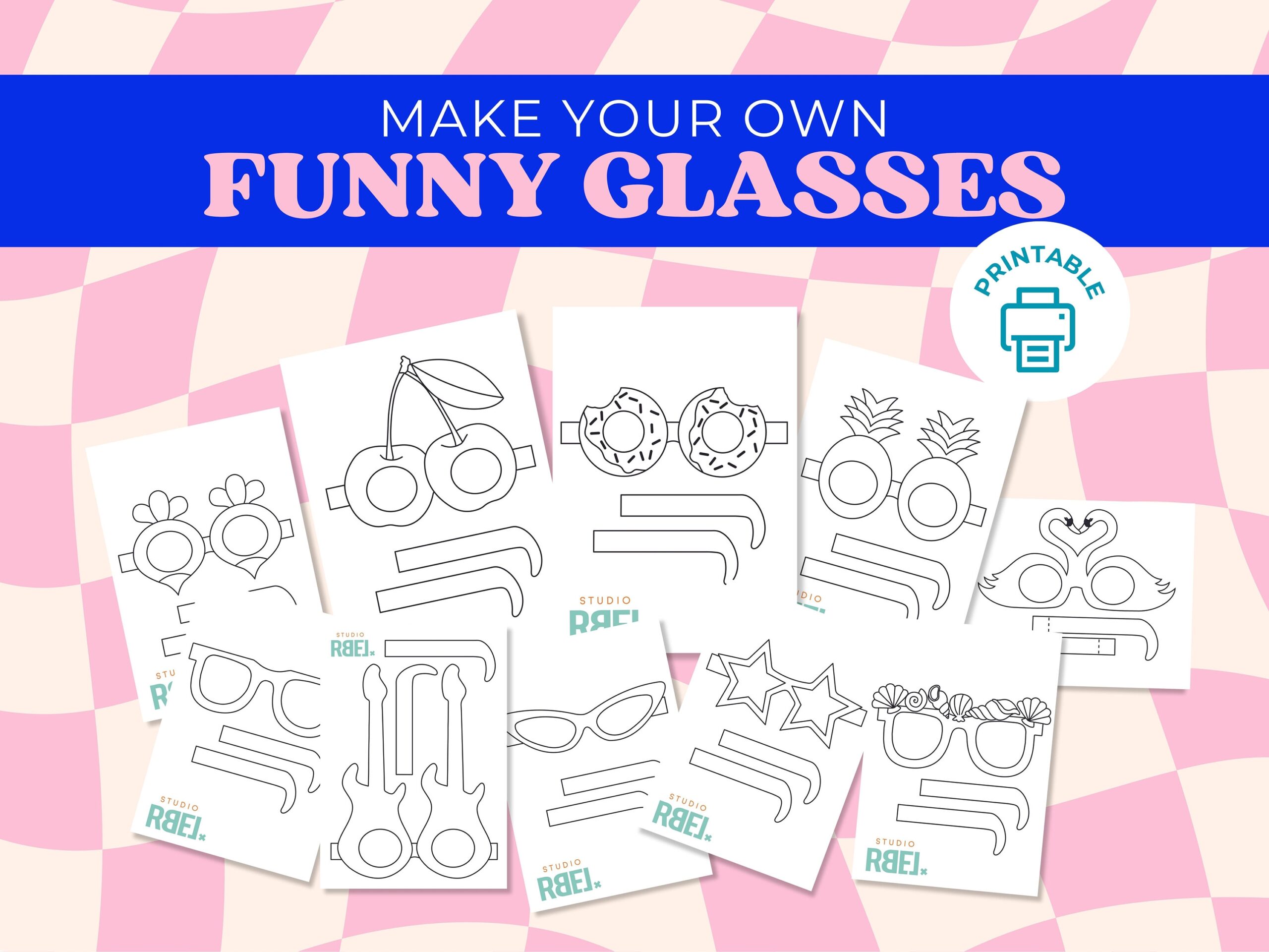 10 Printable Paper Glasses Kids Activities Paper Glasses Template Craft Activity For Kids Printable Crafting Sunglasses Template Print Etsy
