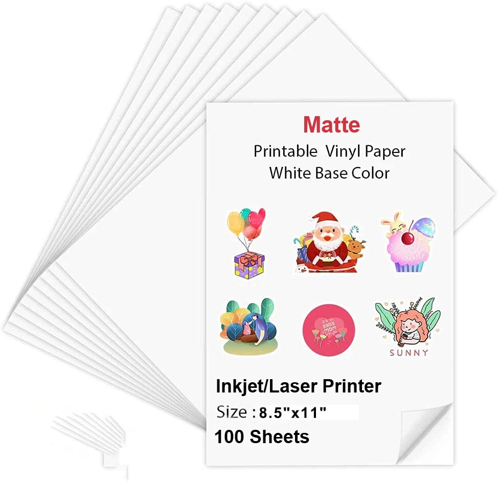 100 Printable Vinyl Sticker Paper Matte 8 5 X 11 For Cricut Inkjet Laser Printer EBay