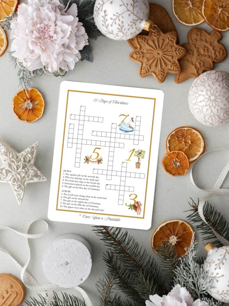 12 Days Of Christmas Crossword Puzzles Free Printable Once Upon A Printable
