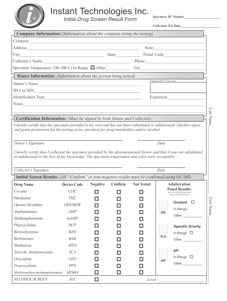 12 Panel Drug Test Result Form Fill Out Sign Online DocHub