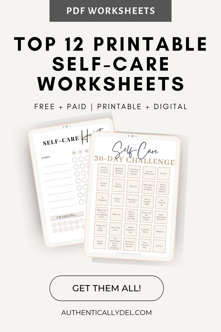 12 printable self care worksheets for adults