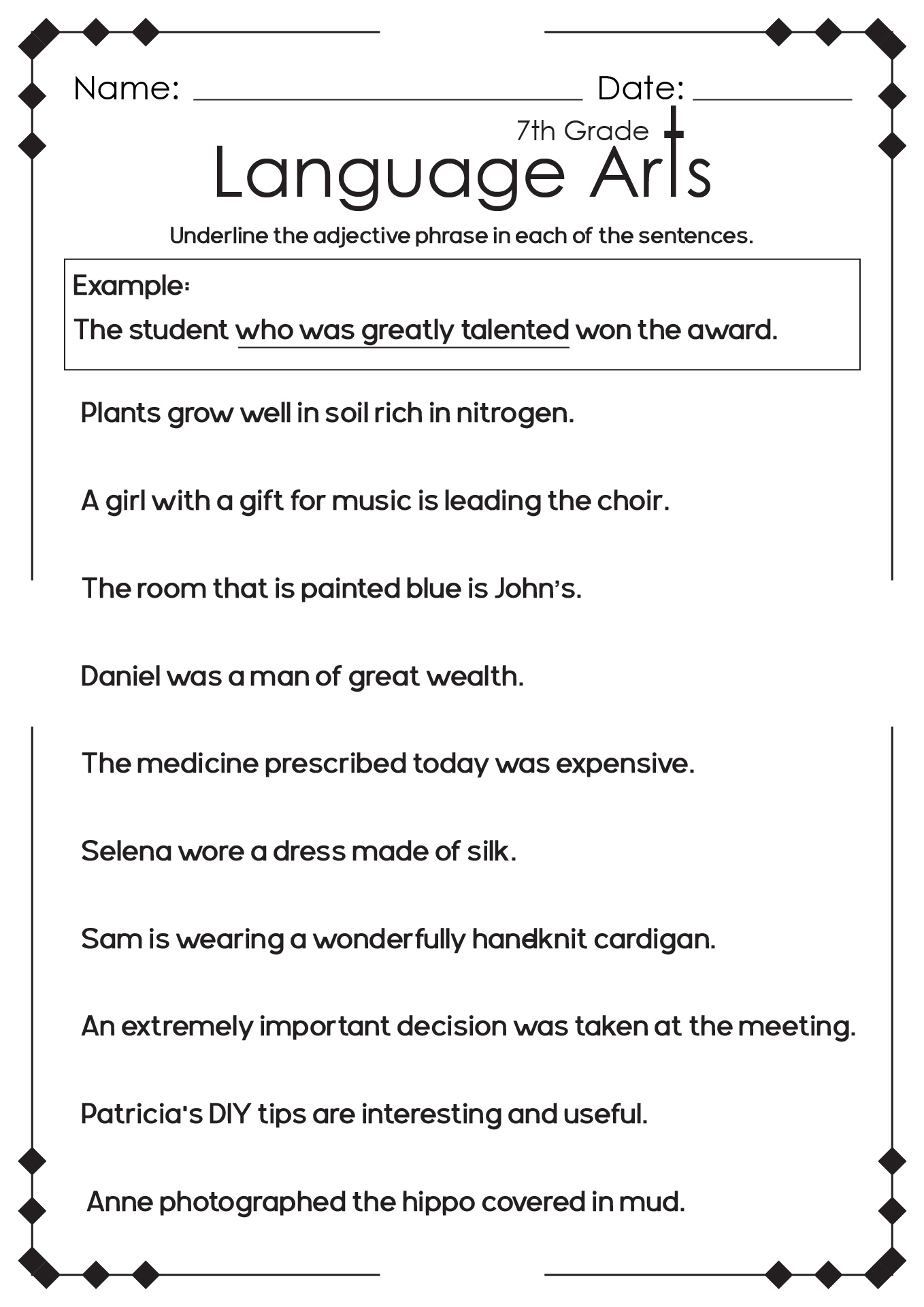 Ela Printable Worksheets