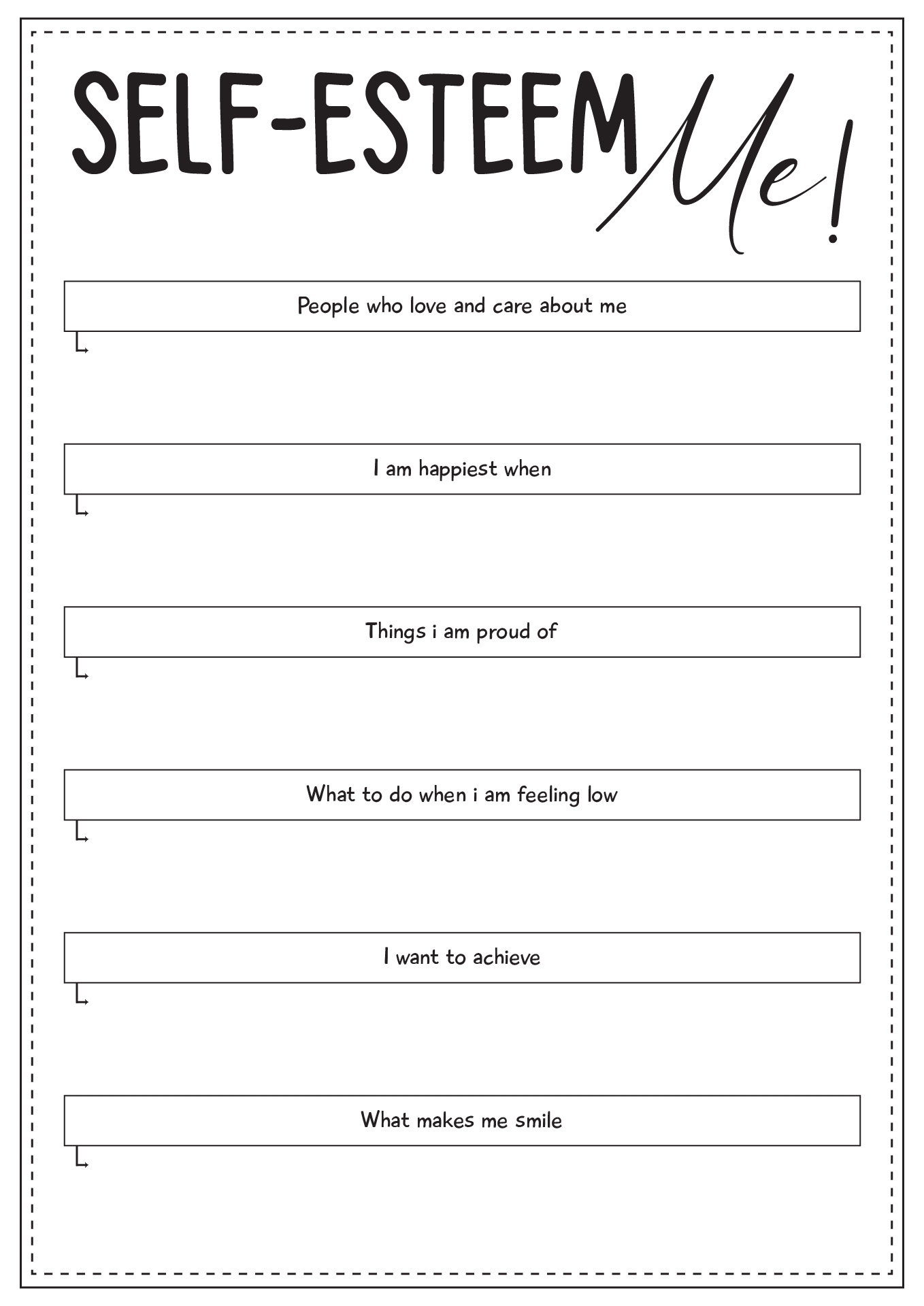 Free Printable Self Esteem Worksheets Pdf