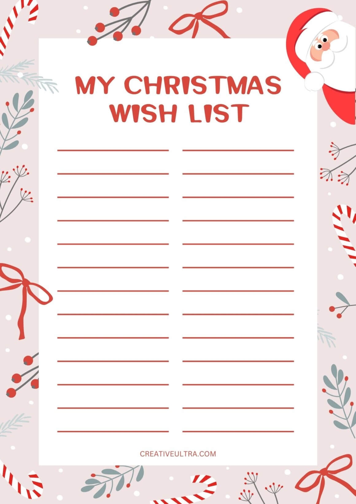 Christmas List Printable Paper