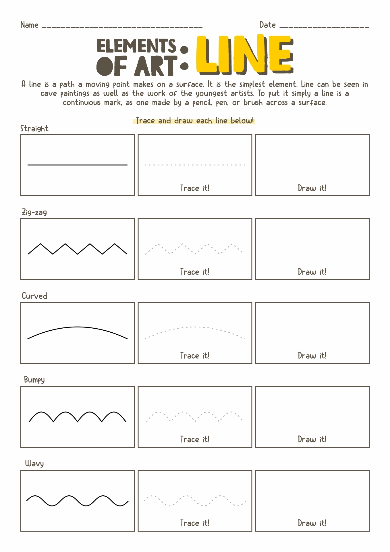 Art Worksheets Printable