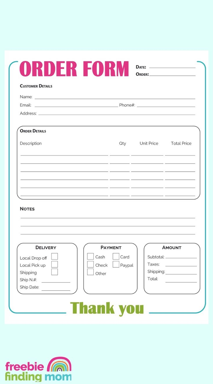 2 Printable Order Form Templates