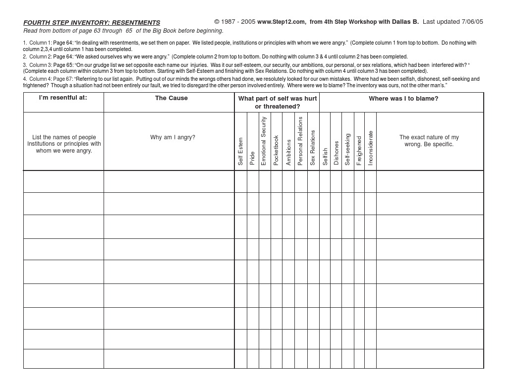 20 Joe Charlie Fourth Step Part 1 Worksheets Library