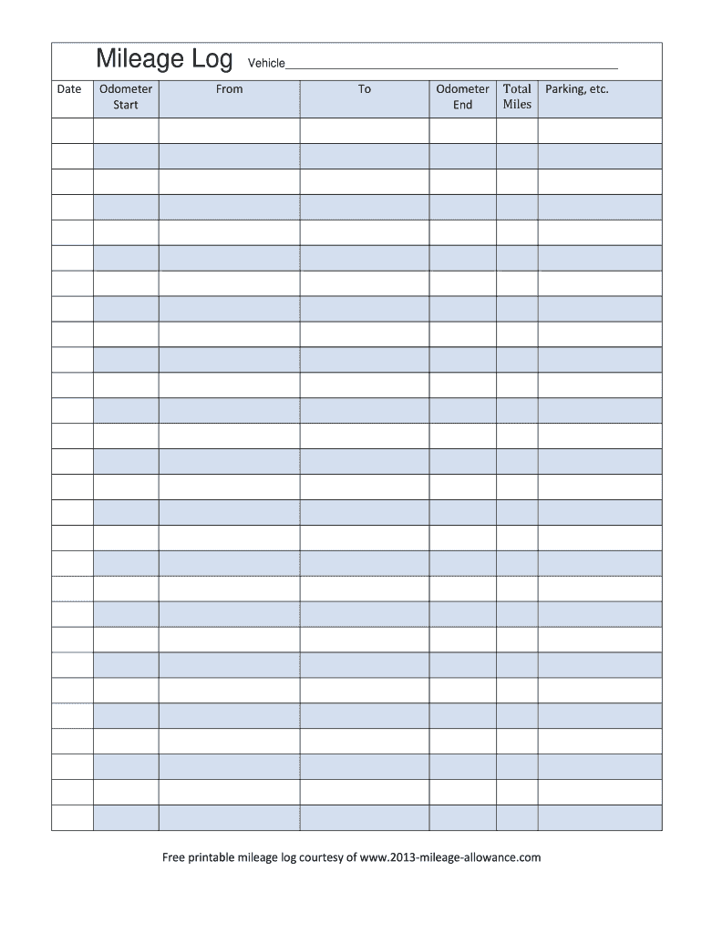 2013 2025 Form Mileage Allowance Free Printable Mileage Log Fill Online Printable Fillable Blank PdfFiller