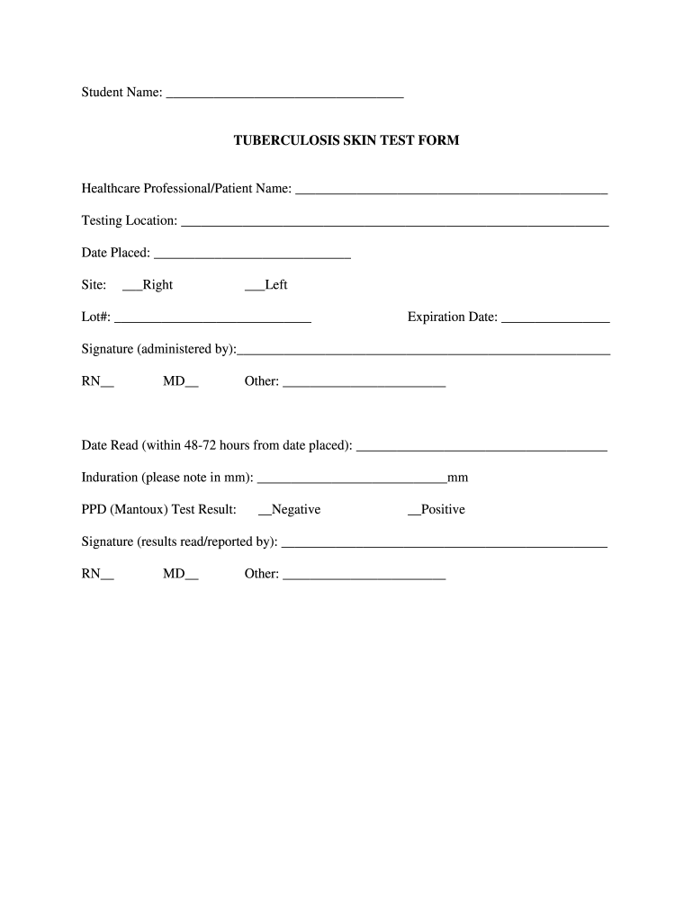 2016 2025 Bristol Community College Tuberculosis Skin Test Form Fill Online Printable Fillable Blank PdfFiller