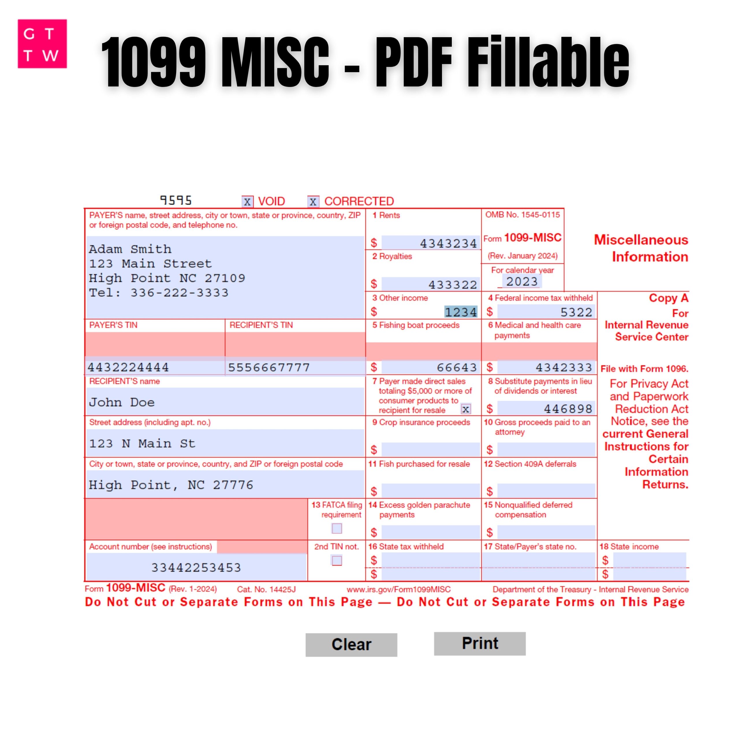 1099 Form 2025 Printable