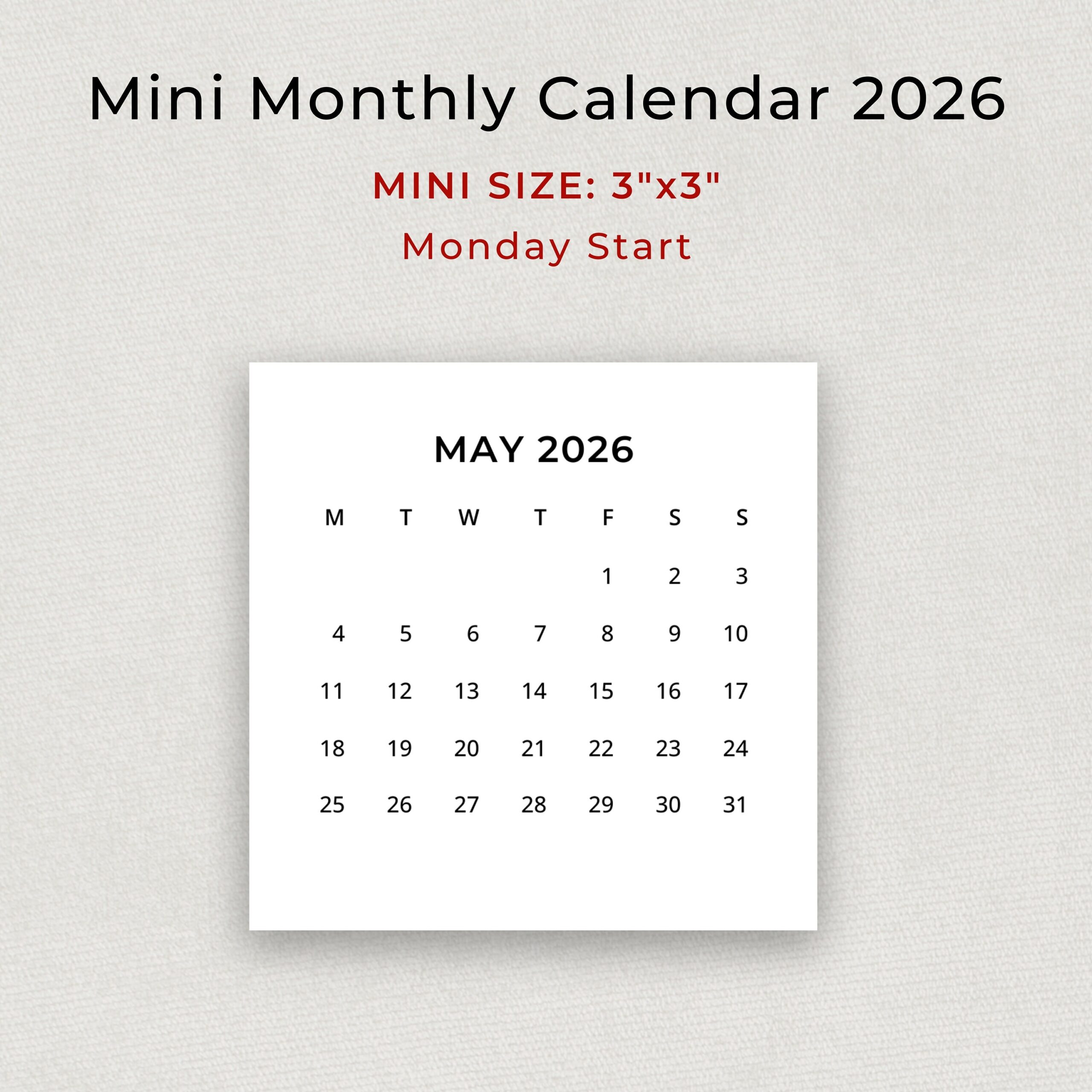 Calendar May 2026 Printable