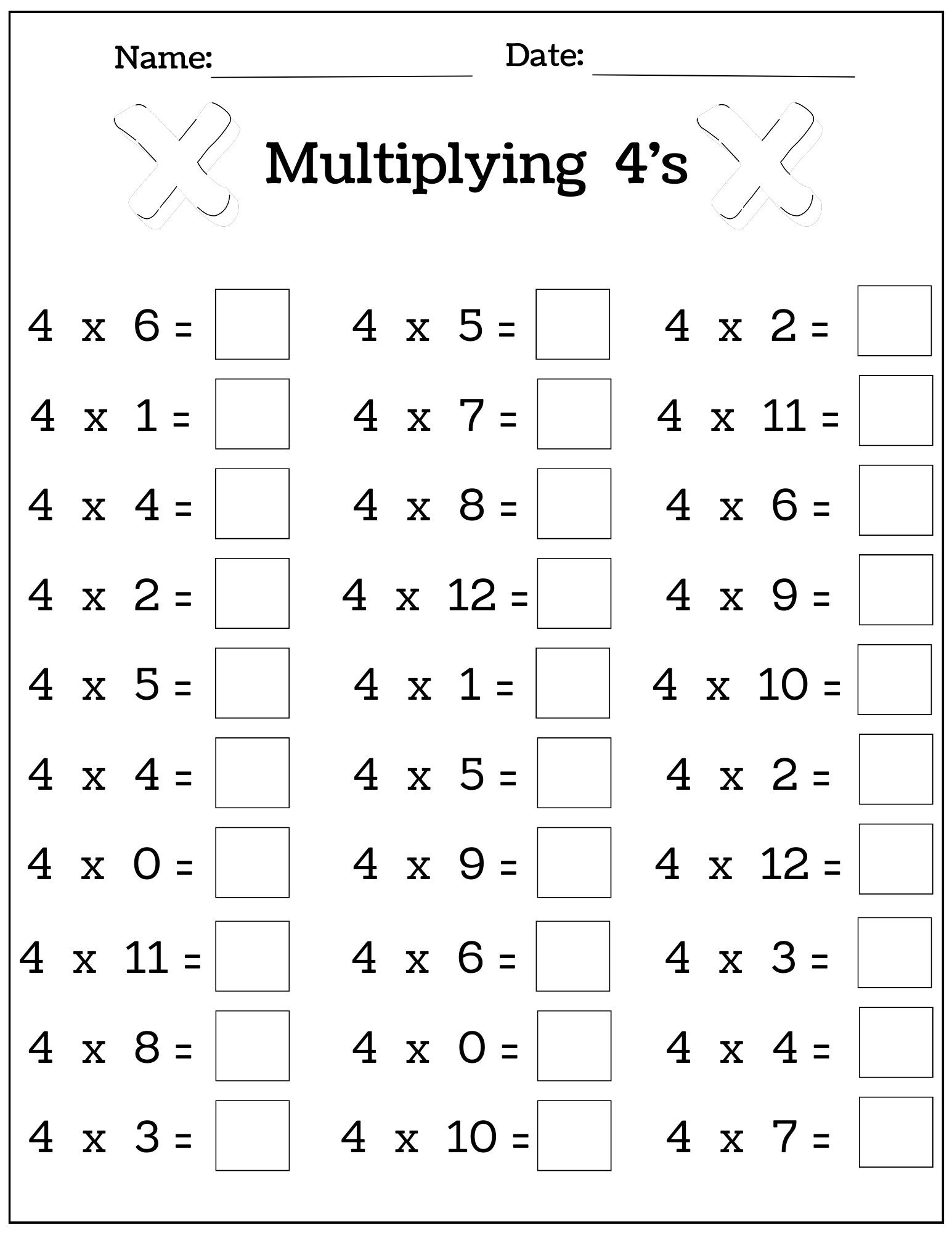 24 Printable Multiplication Worksheets Fill In The Blanks Single Digit Multiplication numbers 1 12 Maths Drills Etsy