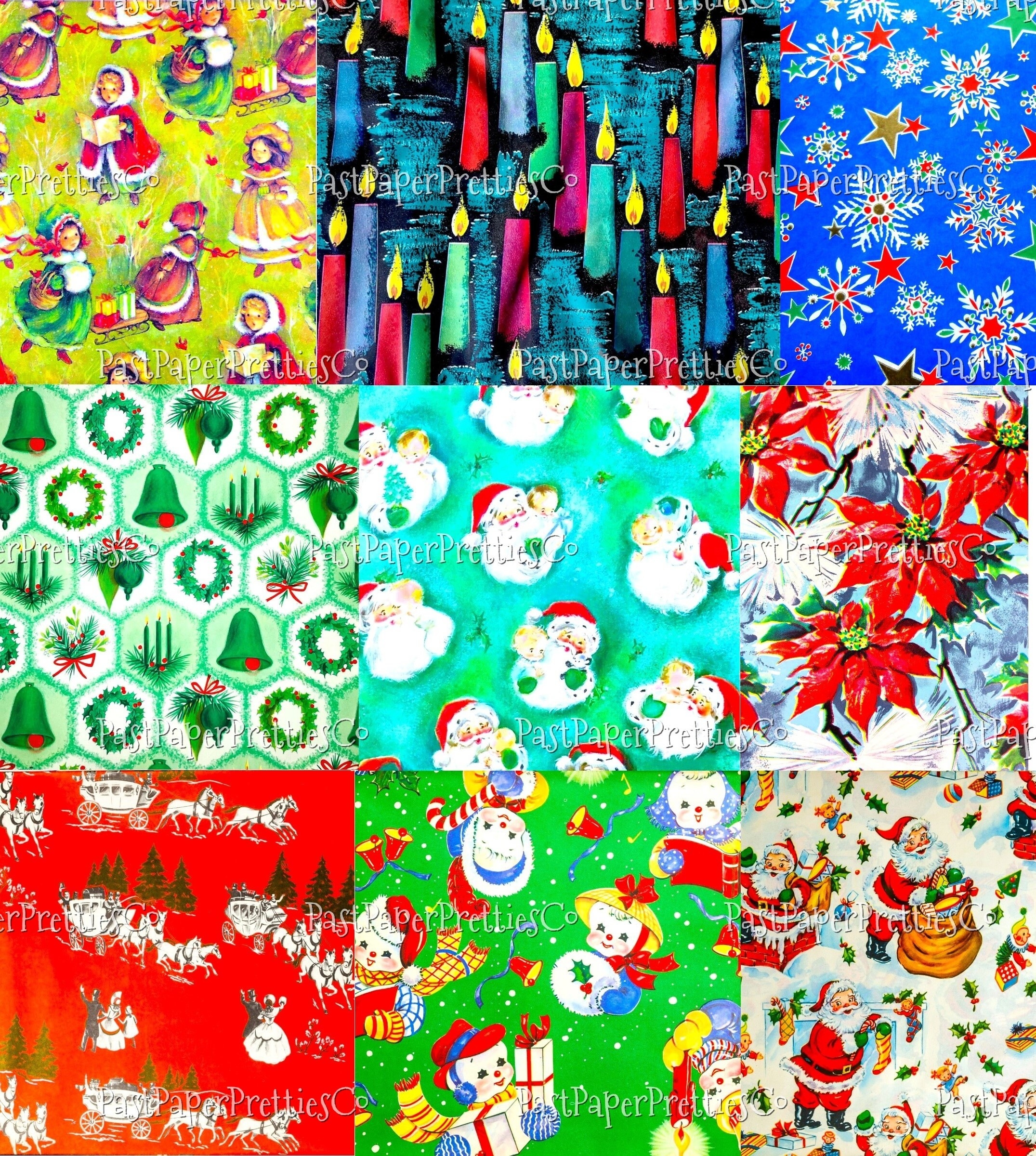 27 Vintage Printable Retro Christmas Gift Wrap Sheets PDF Instant Digital Download Holiday Wrapping Paper SET TWO Etsy