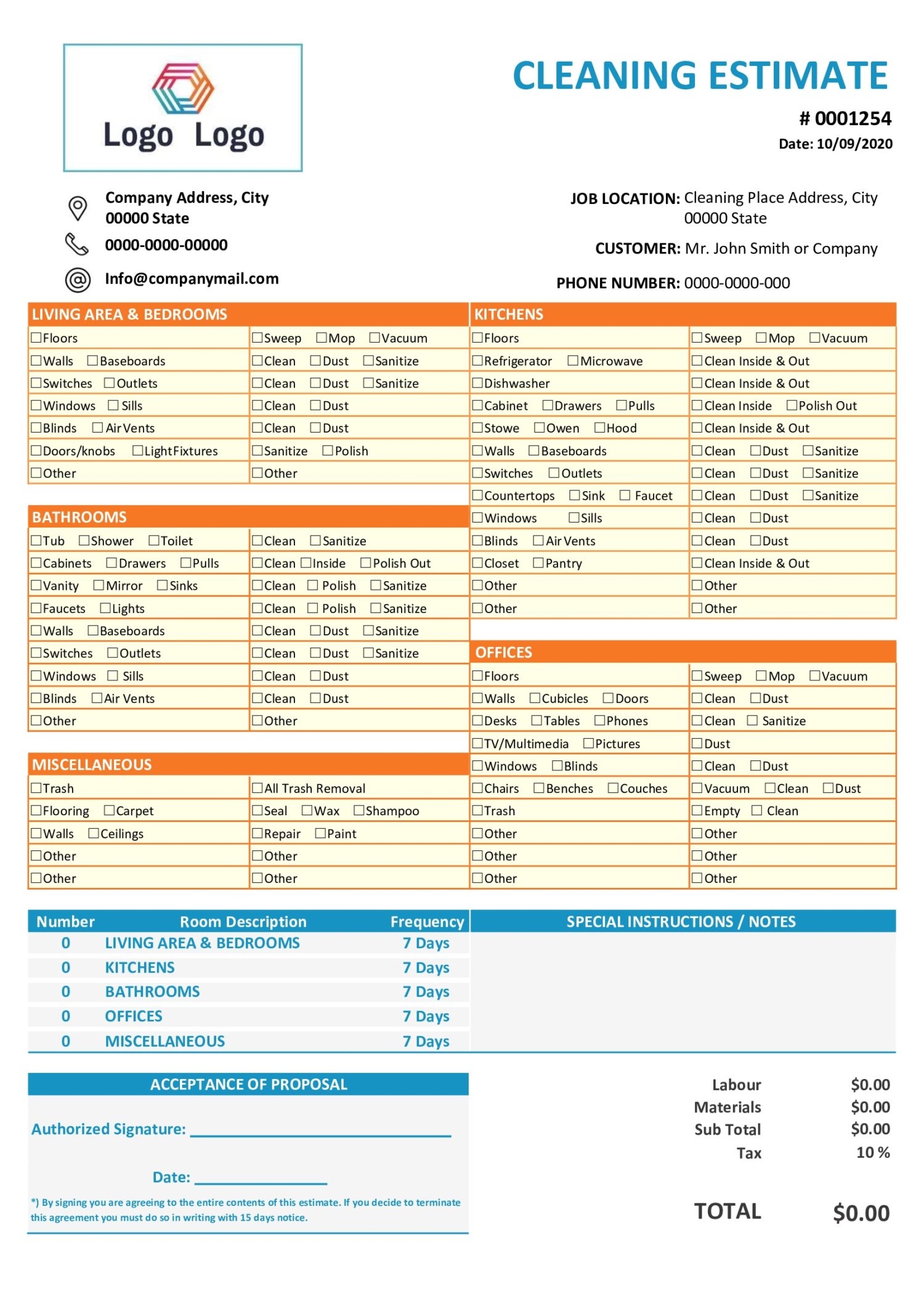 Free Printable Estimate Forms For Contractors