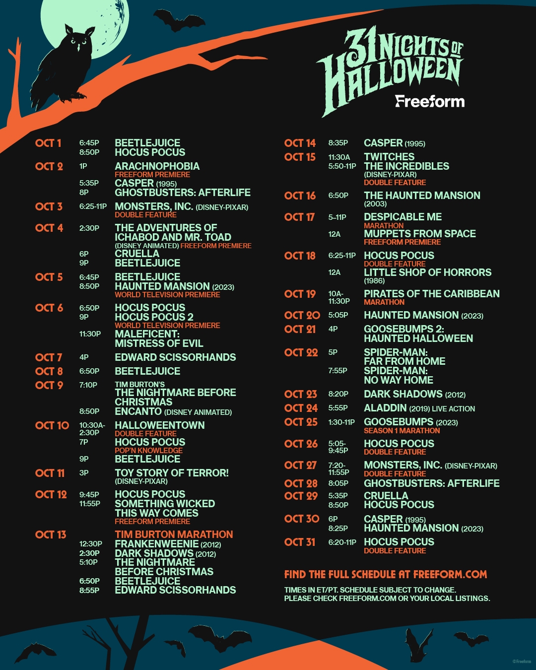 31 Nights Of Halloween On Freeform See The Full 2024 Schedule Of Shows Movies ABC7 New York