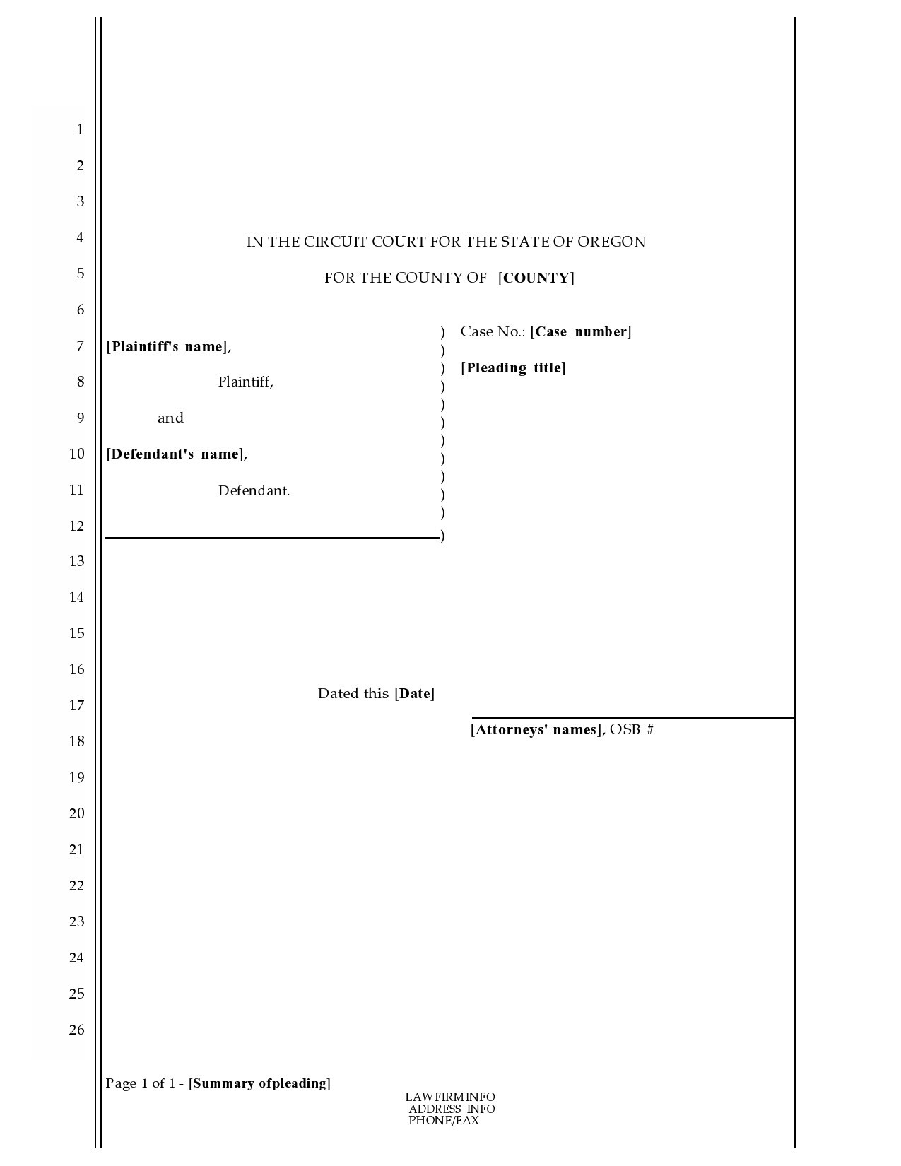 36 Free Pleading Paper Templates Word PDF TemplateLab