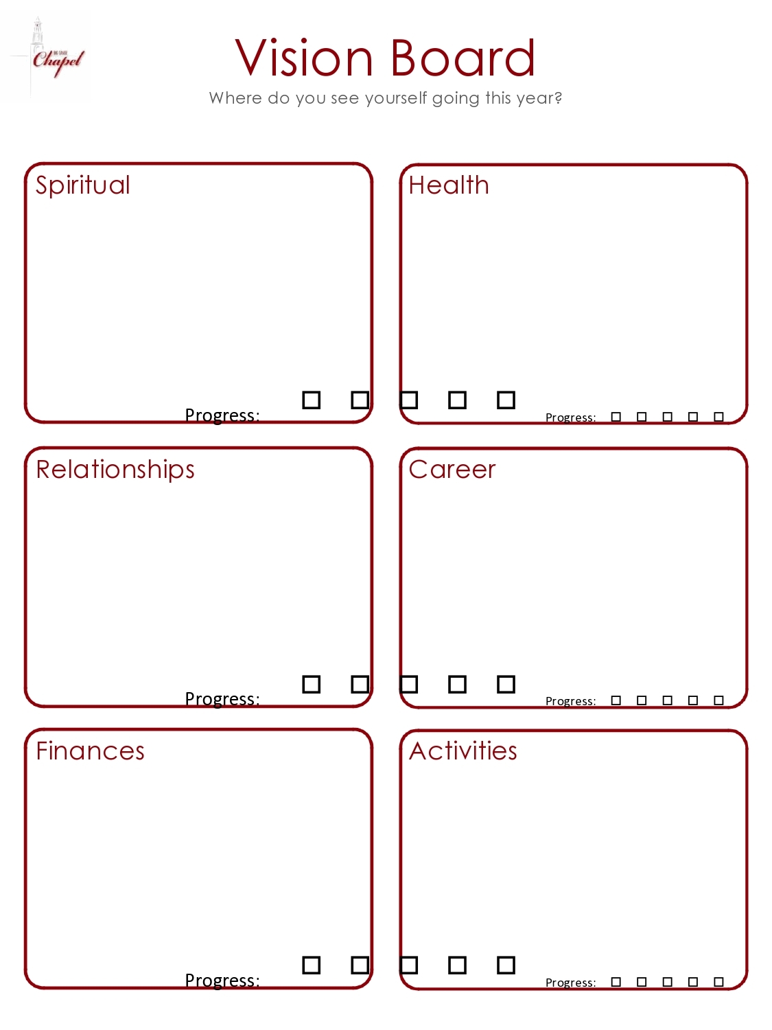 Printable Vision Board Worksheet Pdf