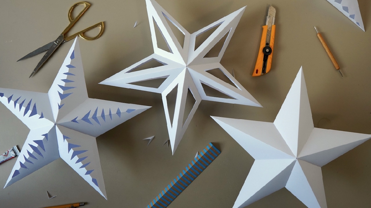 3D Paper Star Template Assemblishop