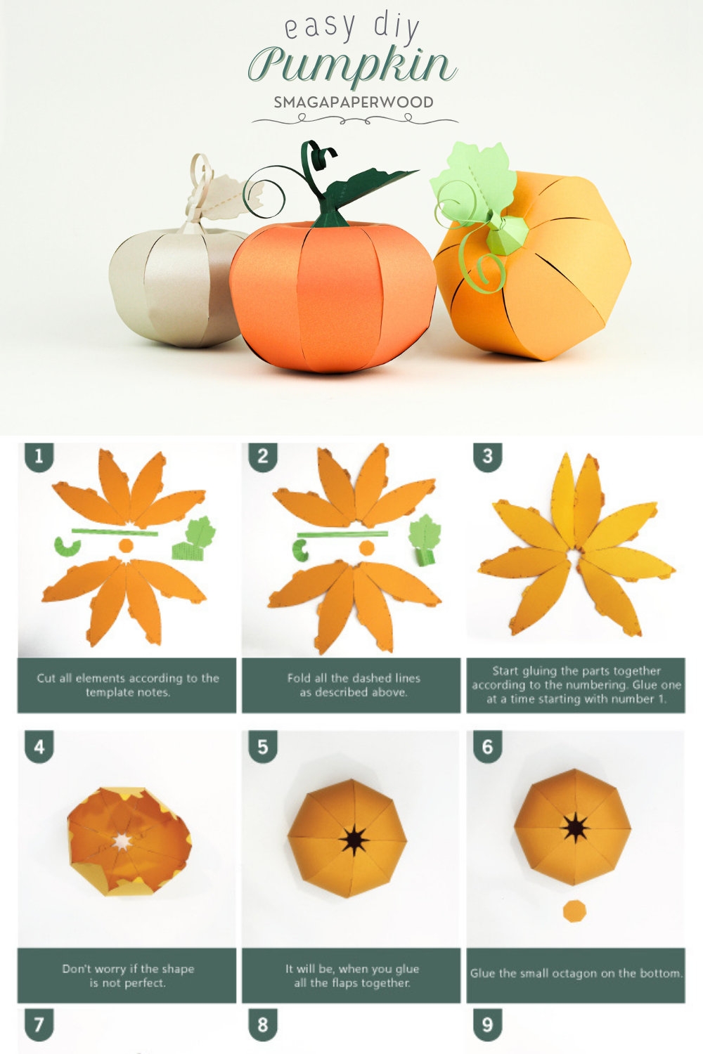 3d Pumpkin Paper Craft SVG And PDF Template Paper Vegetables Paper Food DIY Craft Printable Pattern Etsy