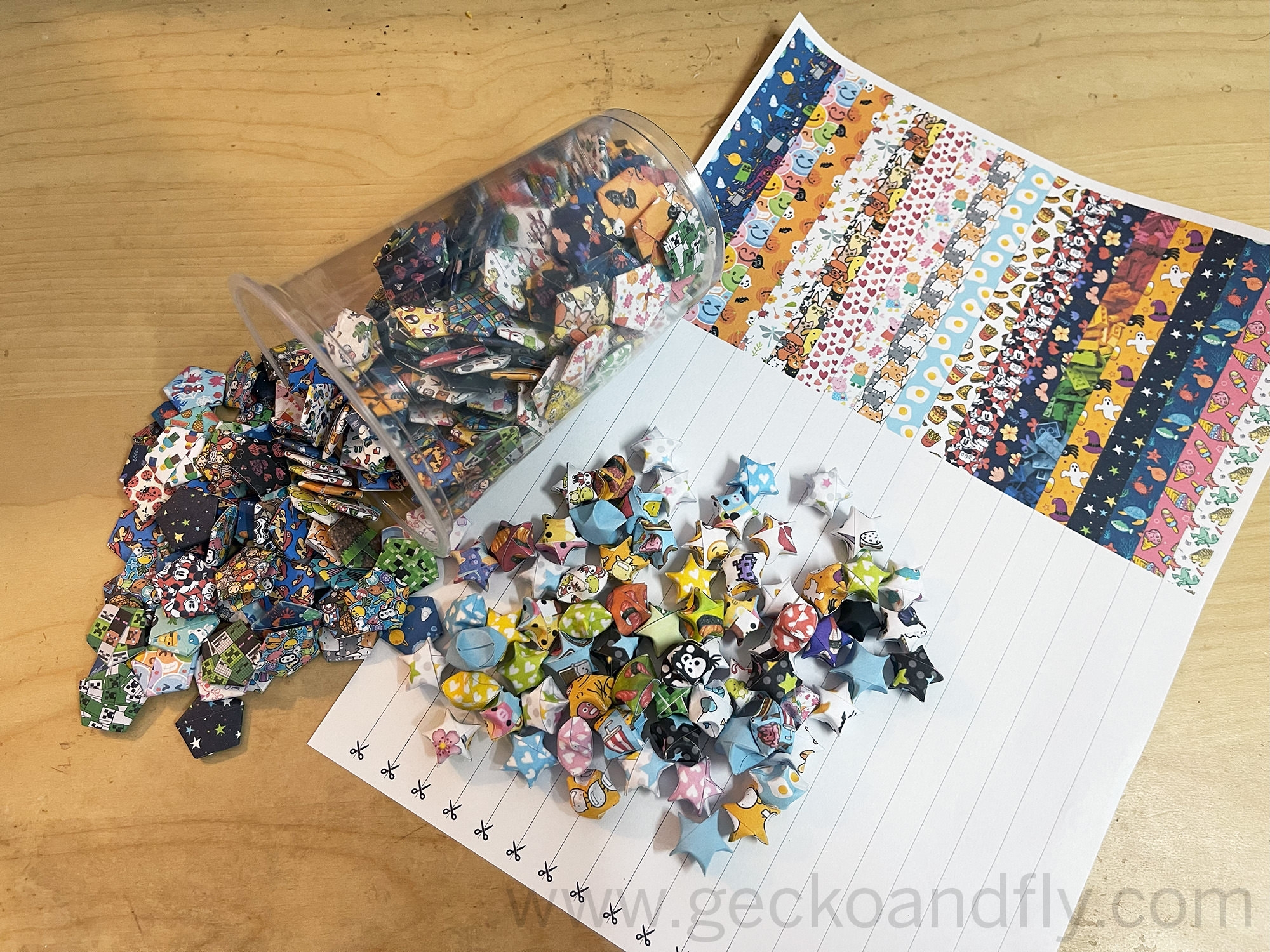 4 FREE Printable A4 Lucky Star Origami Strips