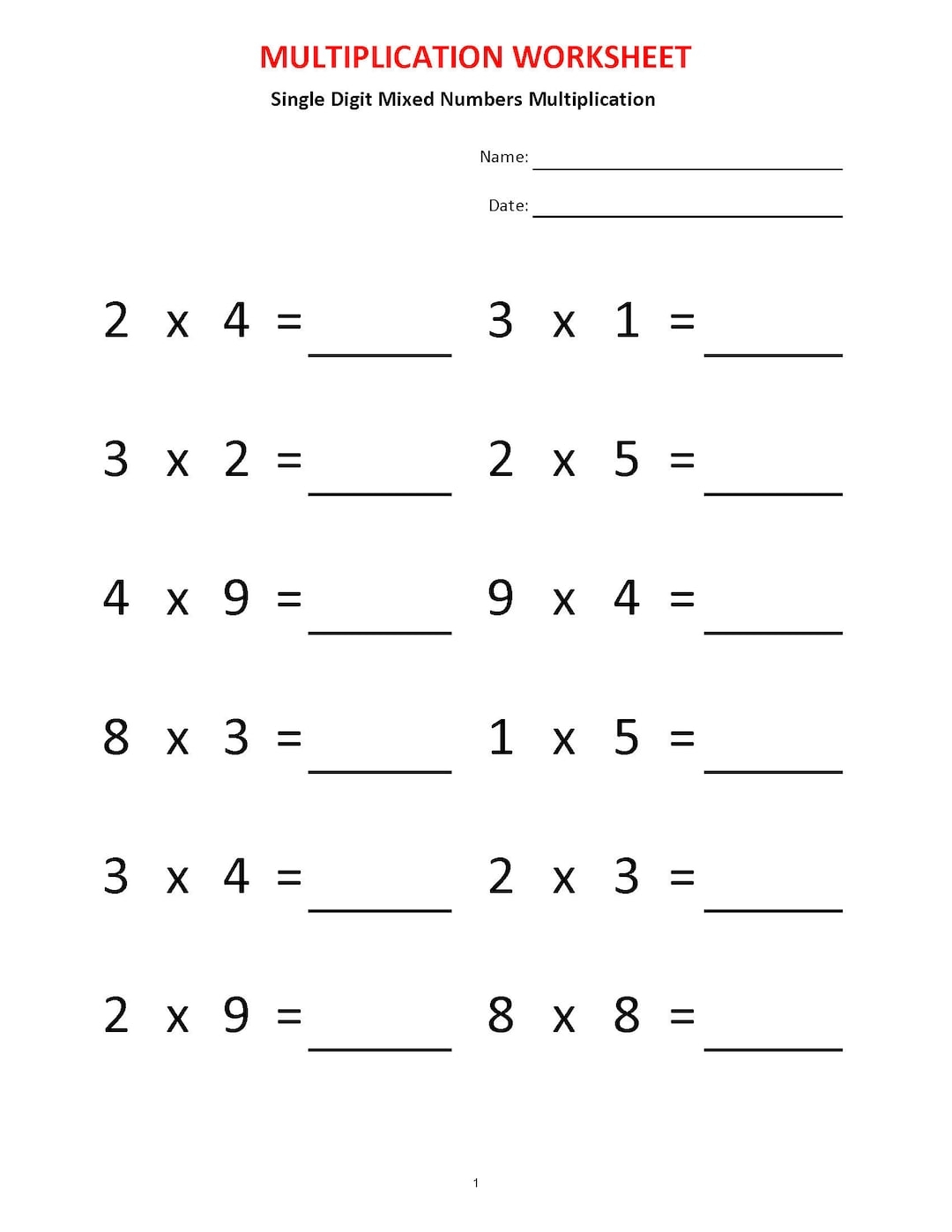 Multiplication Worksheets Grade 4 Printable