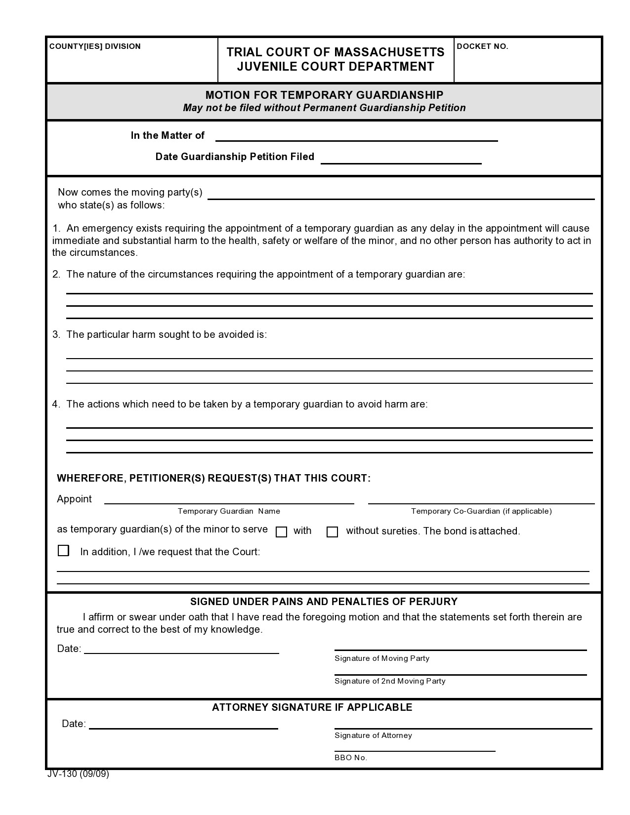 Free Printable Temporary Guardianship Form