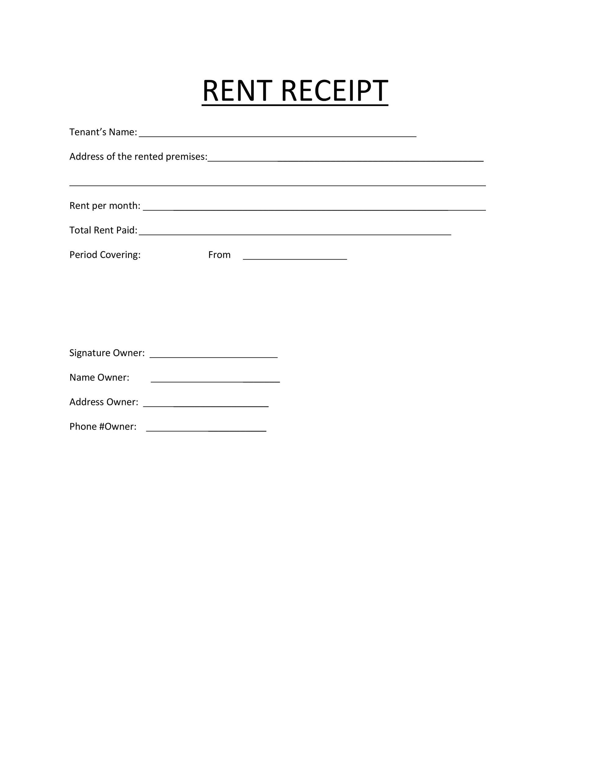 Printable Rent Receipt Format