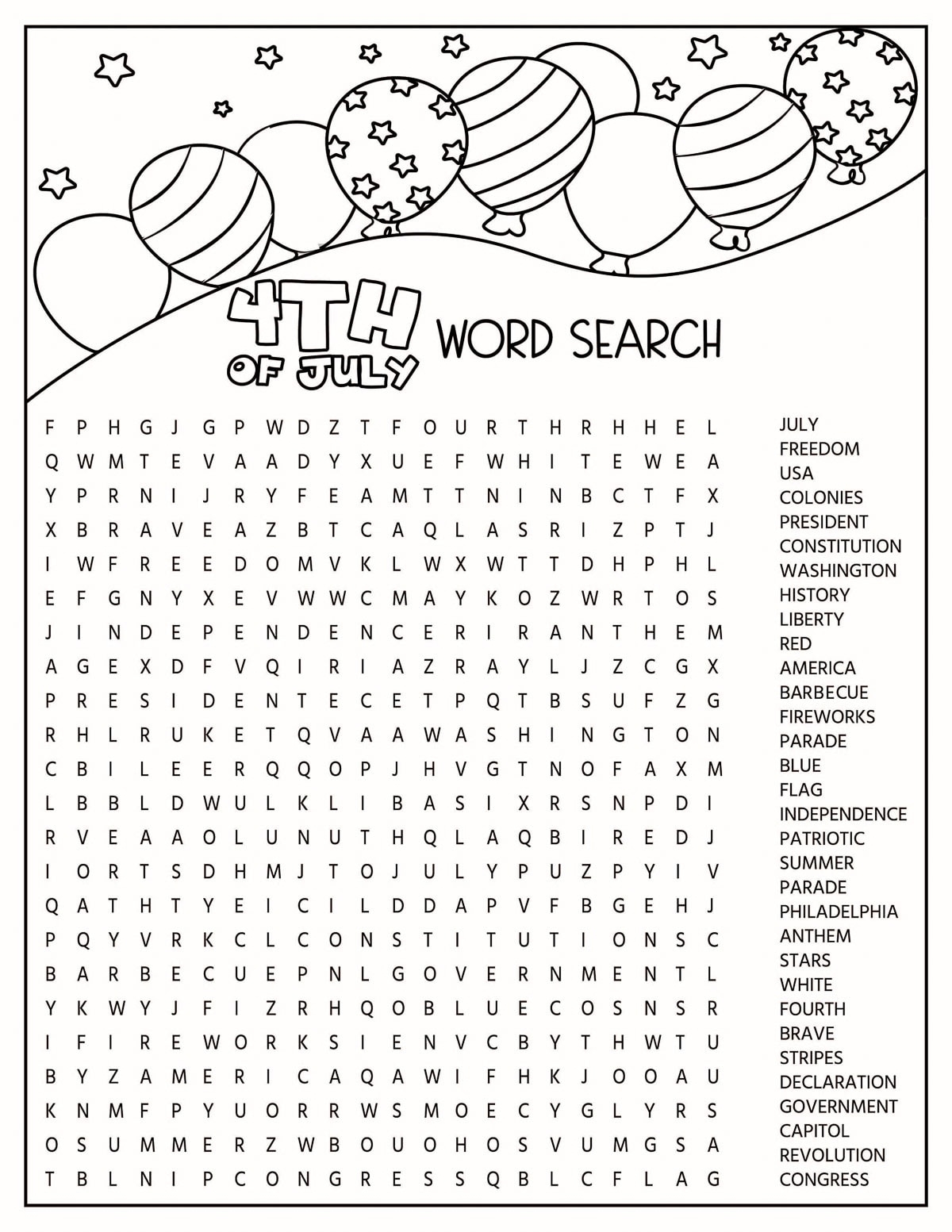 4th of july activities printable kids activity zone