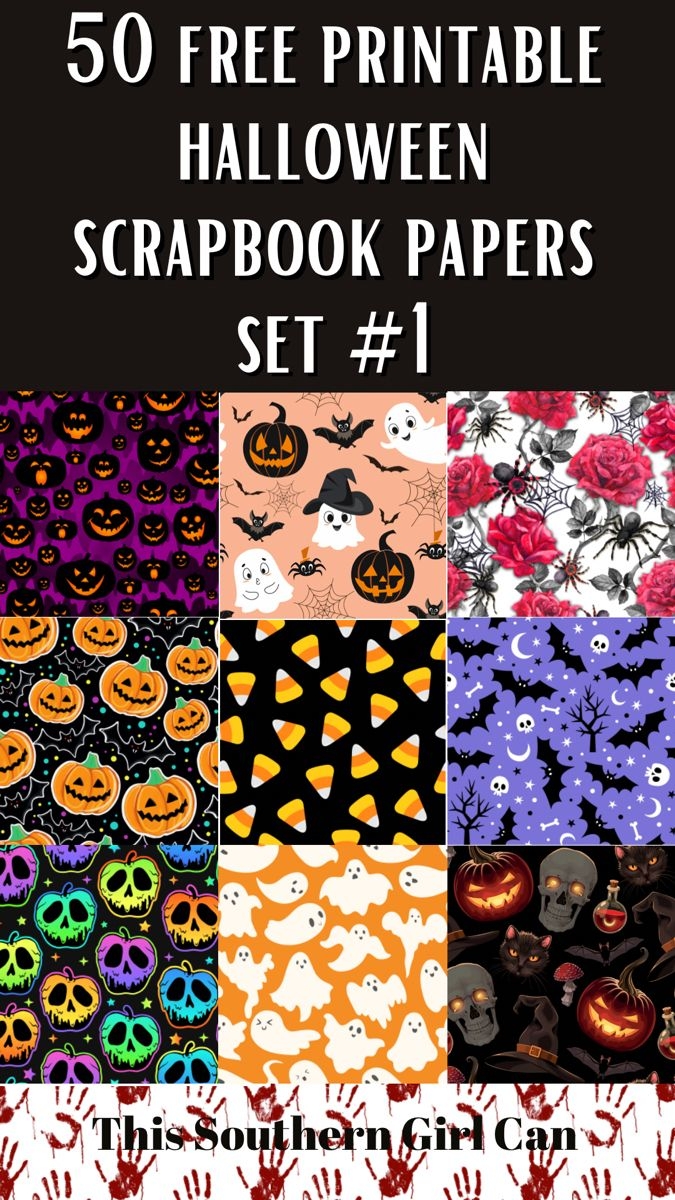 50 Free Printable Halloween Scrapbook Papers