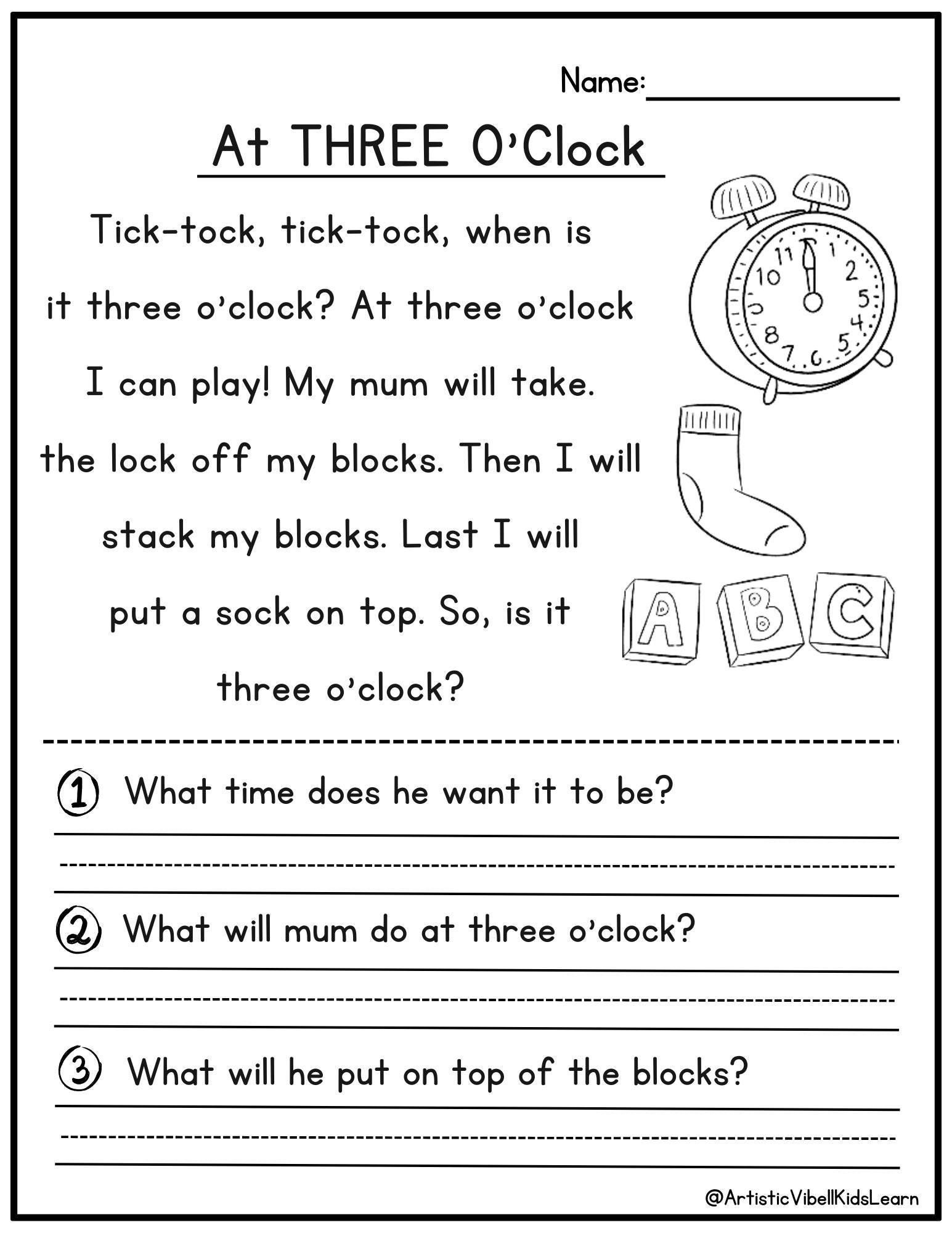 Kindergarten Reading Printable Worksheets
