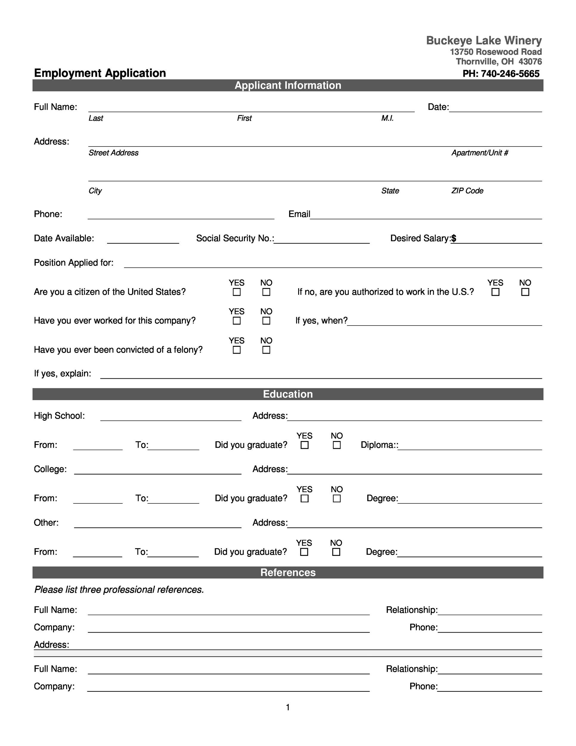 56 Free Employment Job Application Form Templates Printable TemplateLab