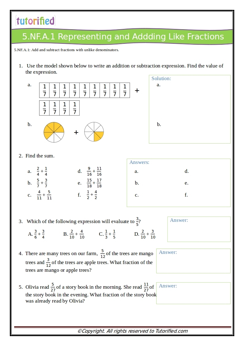 Printable 5th Grade Math Worksheets