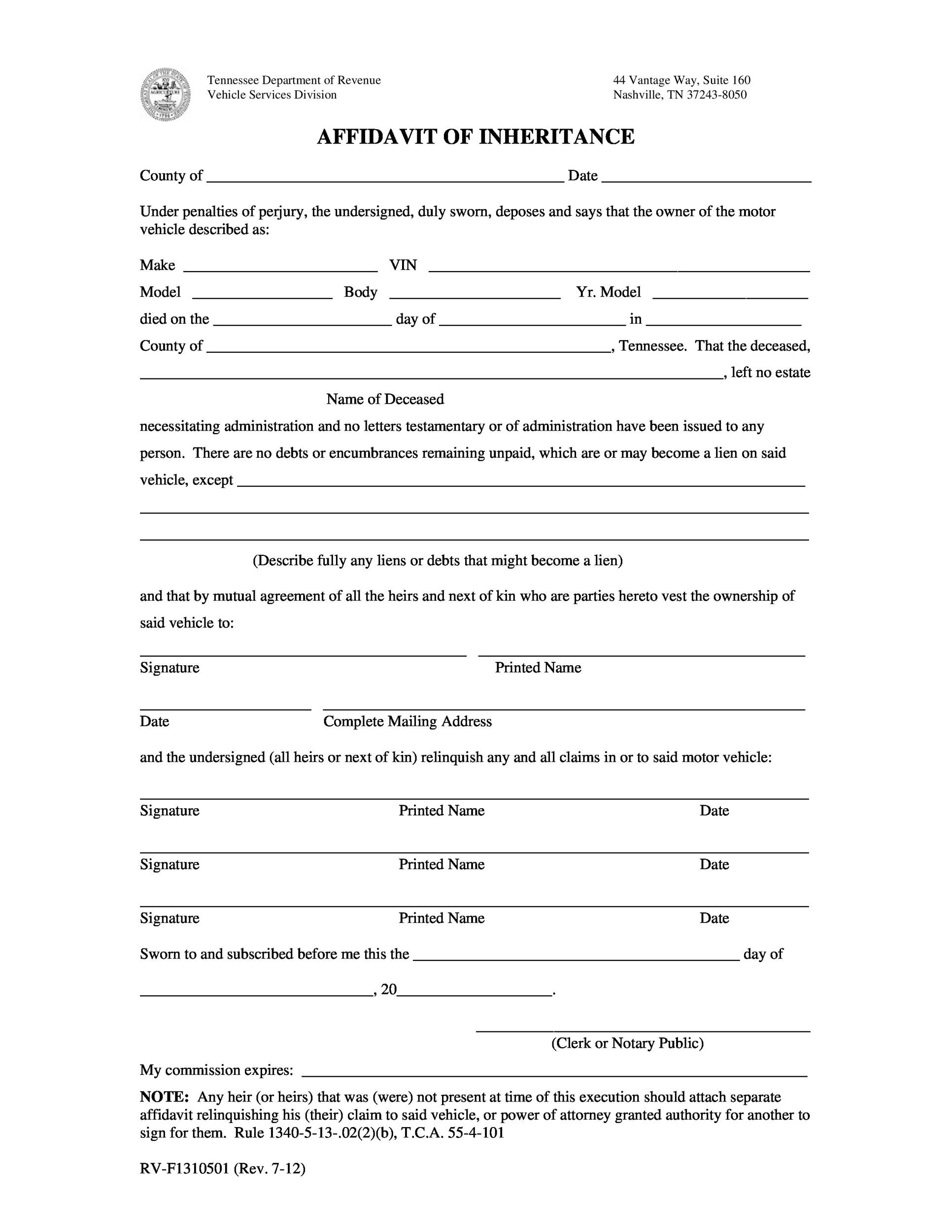 Free Printable Affidavit Form