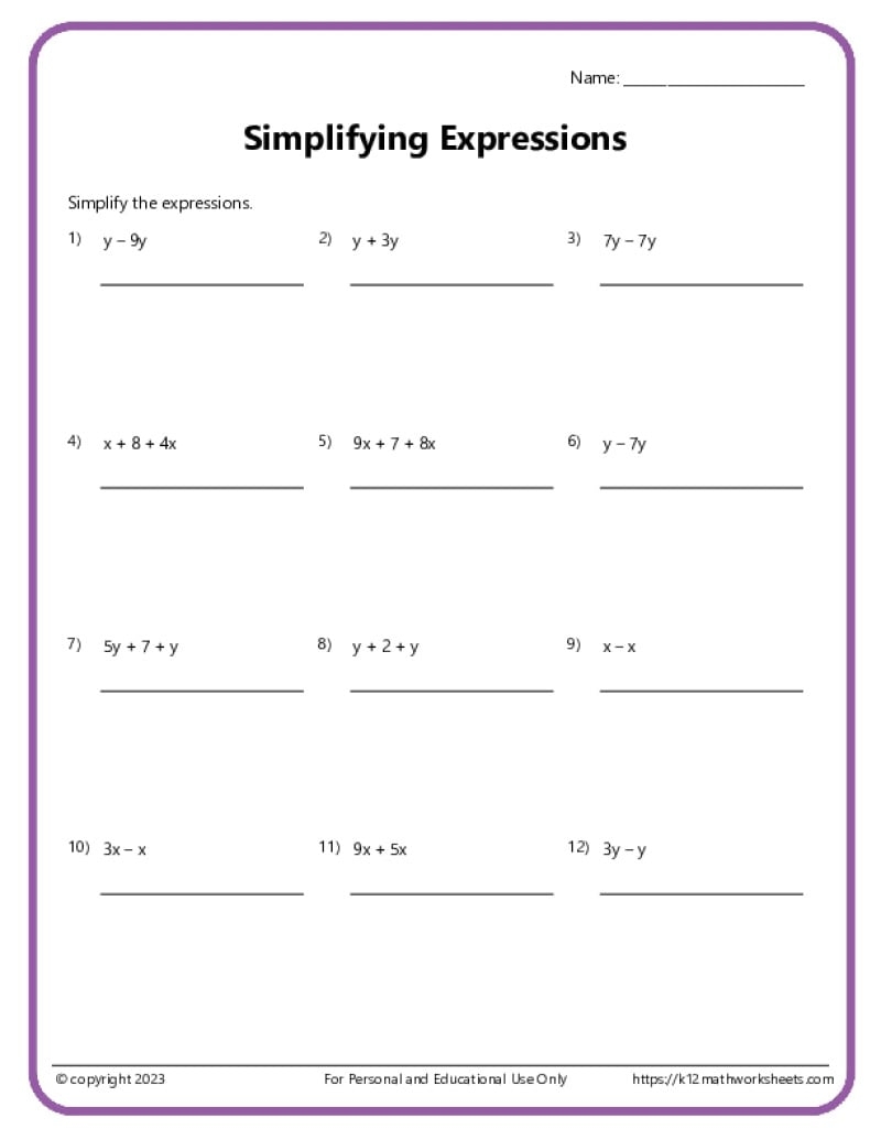 Printable 6th Grade Math Worksheets