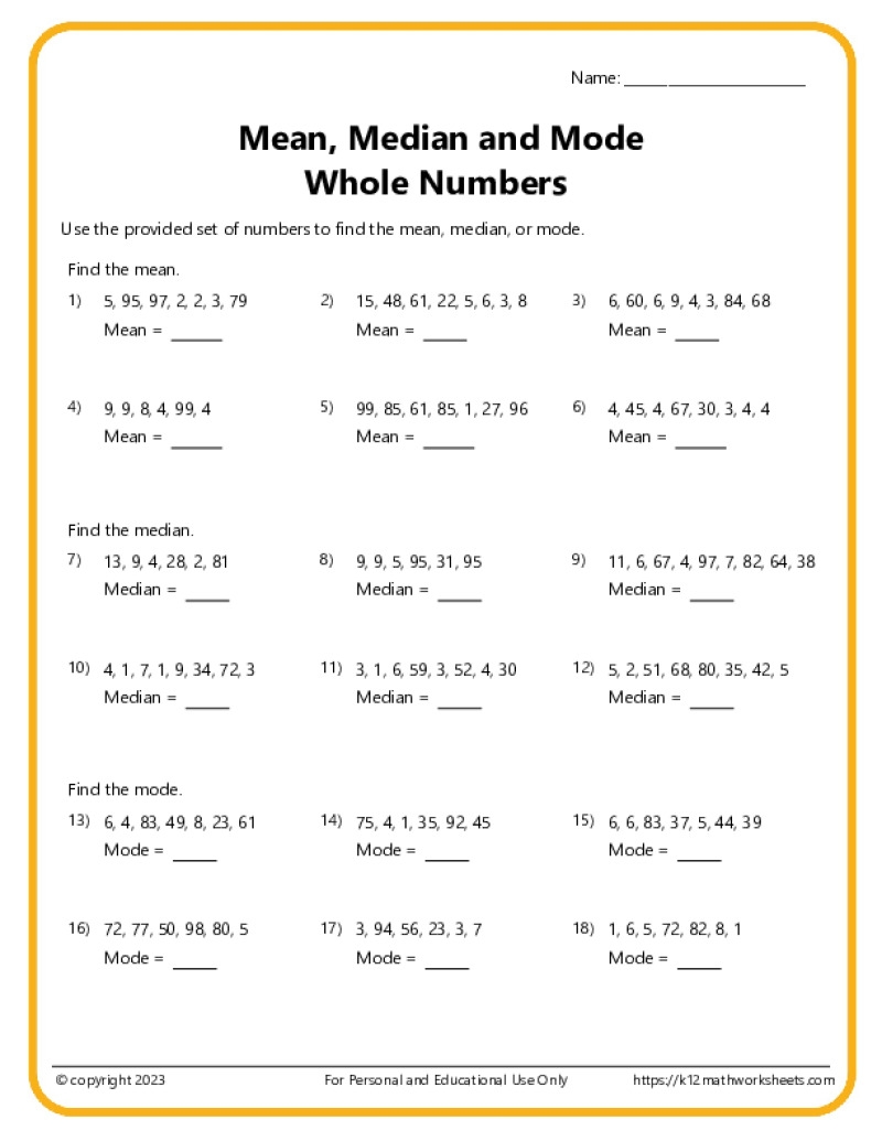 6th grade math worksheets