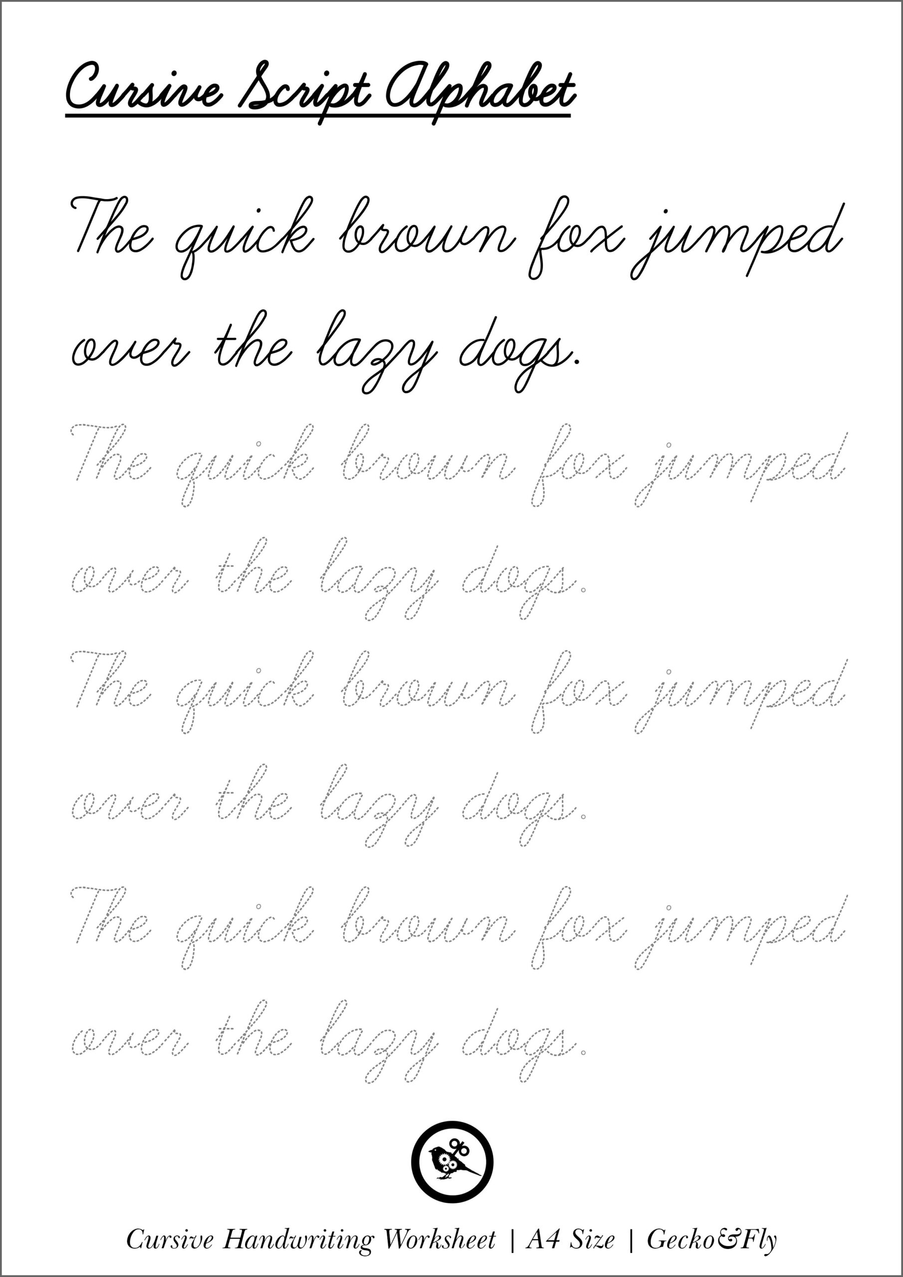 Cursive Handwriting Printable Worksheets