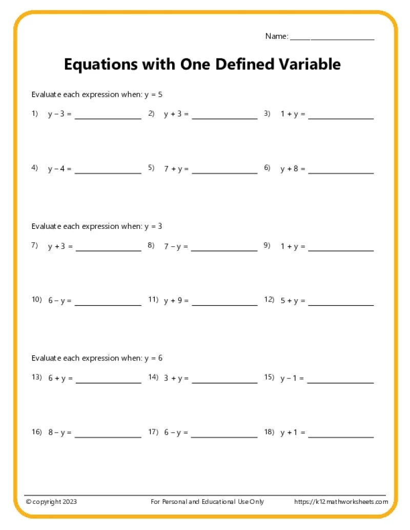 7th grade algebra worksheets
