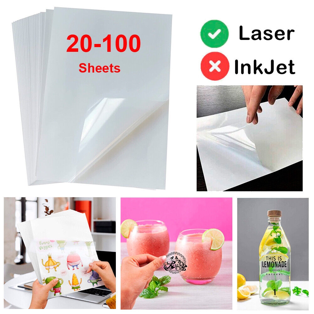 8 5x11 Printable Vinyl Sticker Paper Sheet Clear Label For Laser Printer Cricut EBay