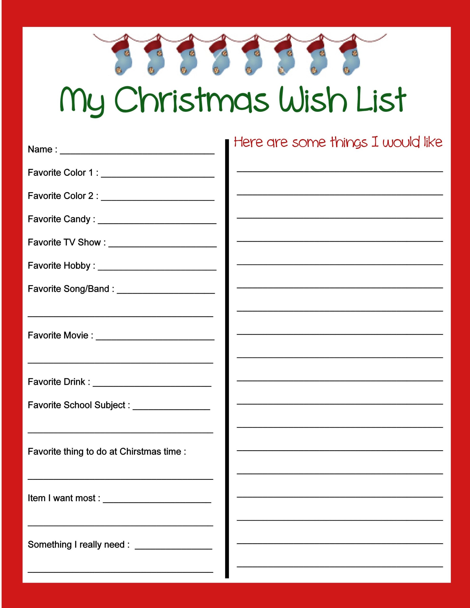 9 Best Christmas List Printable Ideas