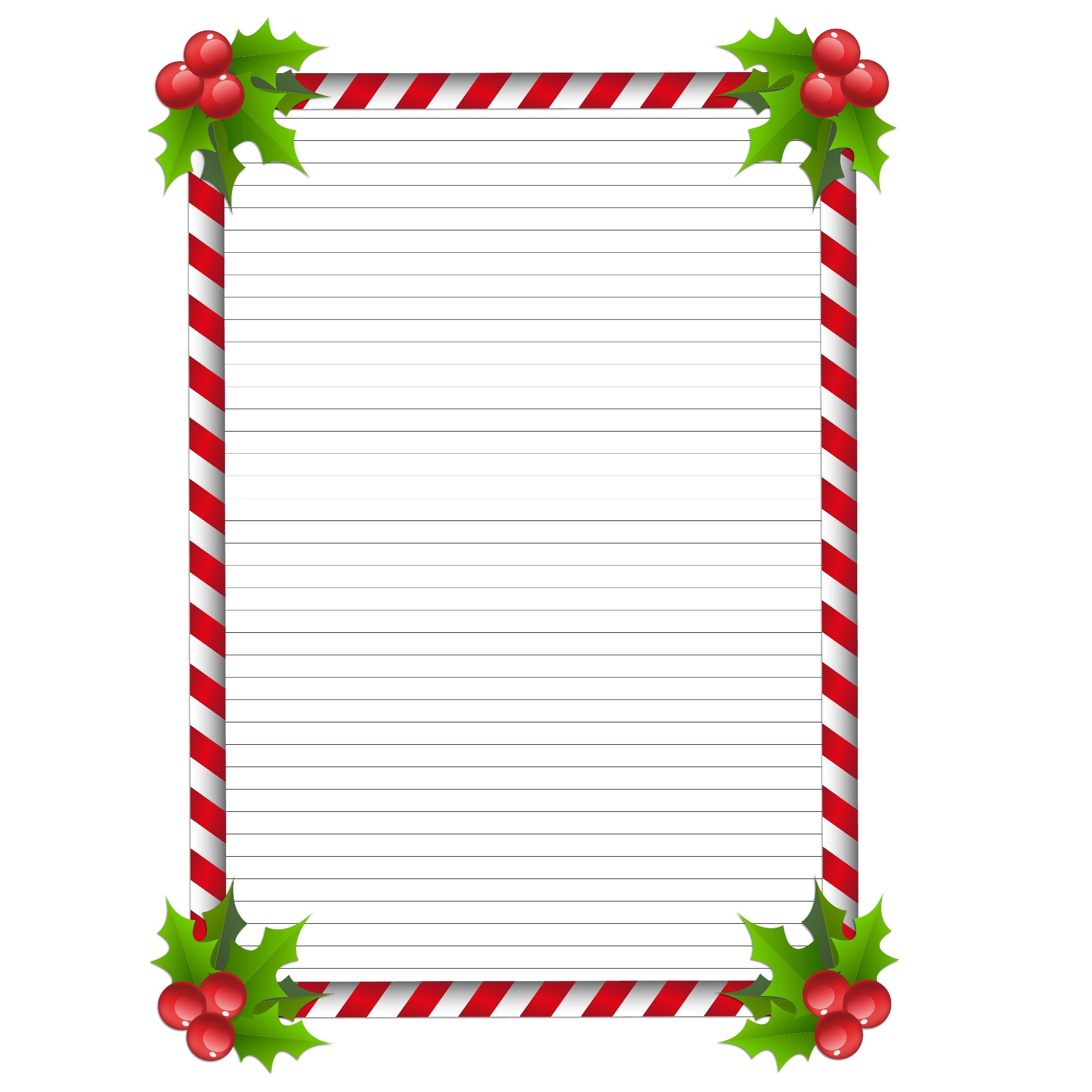 A4 Lined Printable Paper Christmas Stationery Christmas Letters Instant Download Candy Stripe Border Etsy
