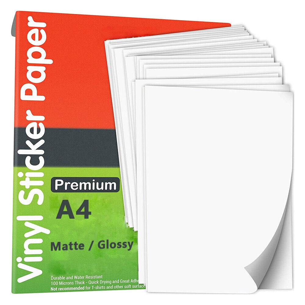 A4 Vinyl Sticker Self Adhesive Paper Sheets Glossy Matt Inkjet Printer Printable EBay