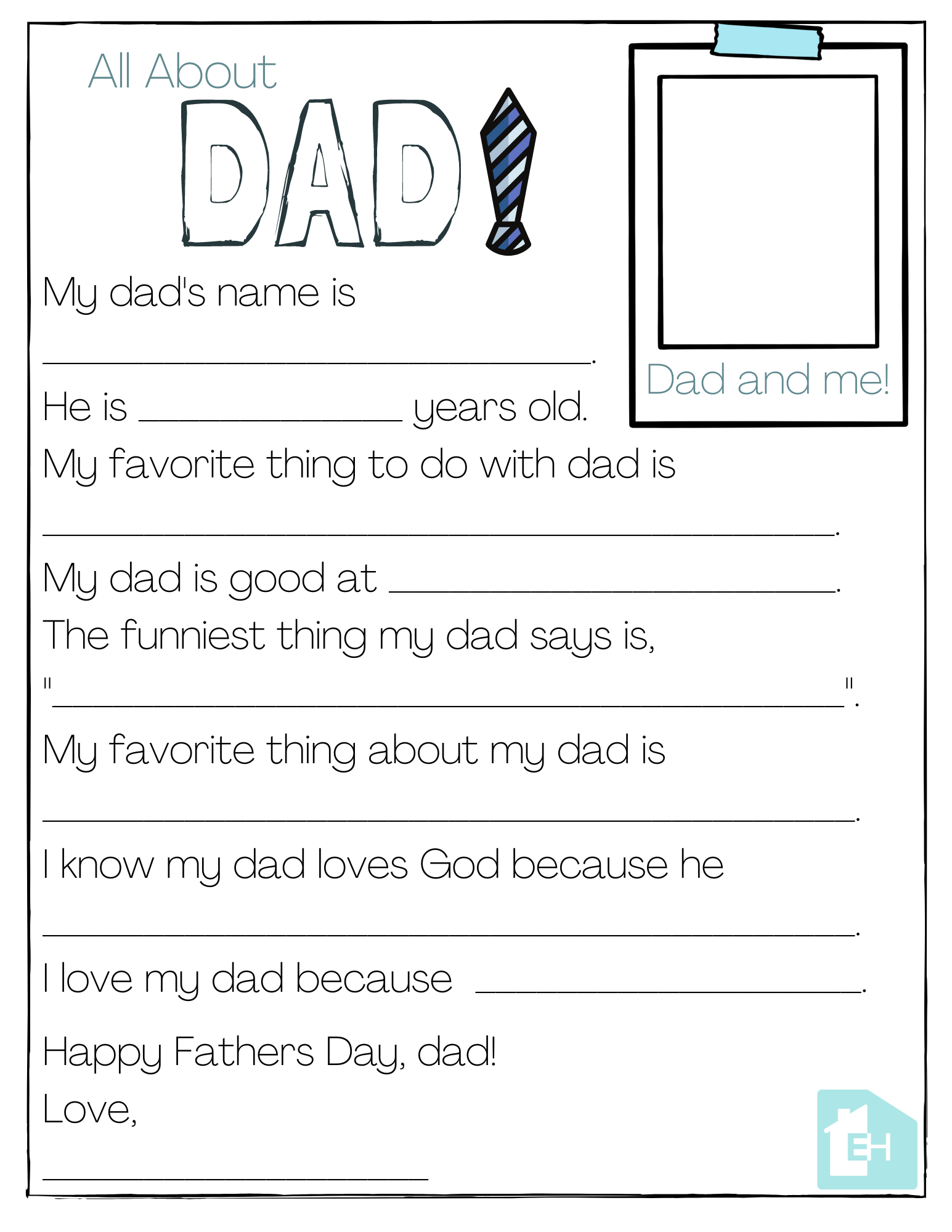 about my dad free printable empowered homes